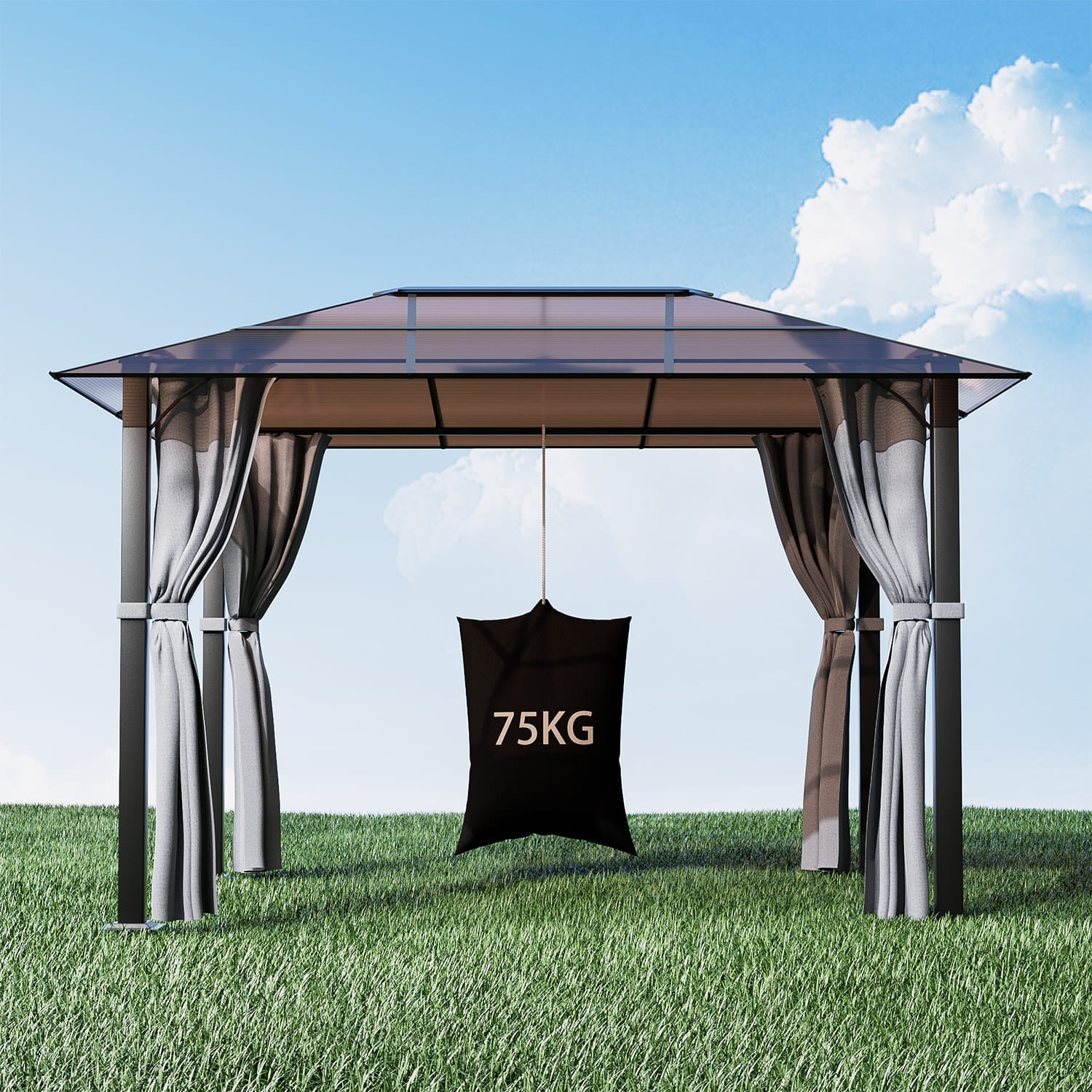 Yardwell Alu Gartenpavillon mit Hardtop 3x3 m/3x4 m