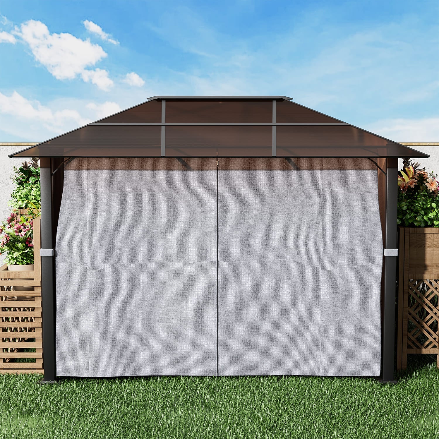 Yardwell Alu Gartenpavillon mit Hardtop 3x3 m/3x4 m