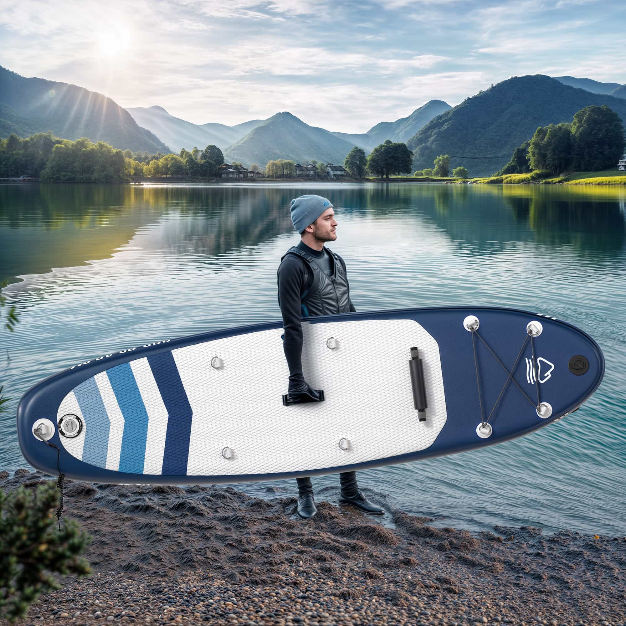Yardwell Aufblasbares Stand Up Paddle Board Mit Kajaksitz und verstellbarem Schlagbrett, Bis 160kg