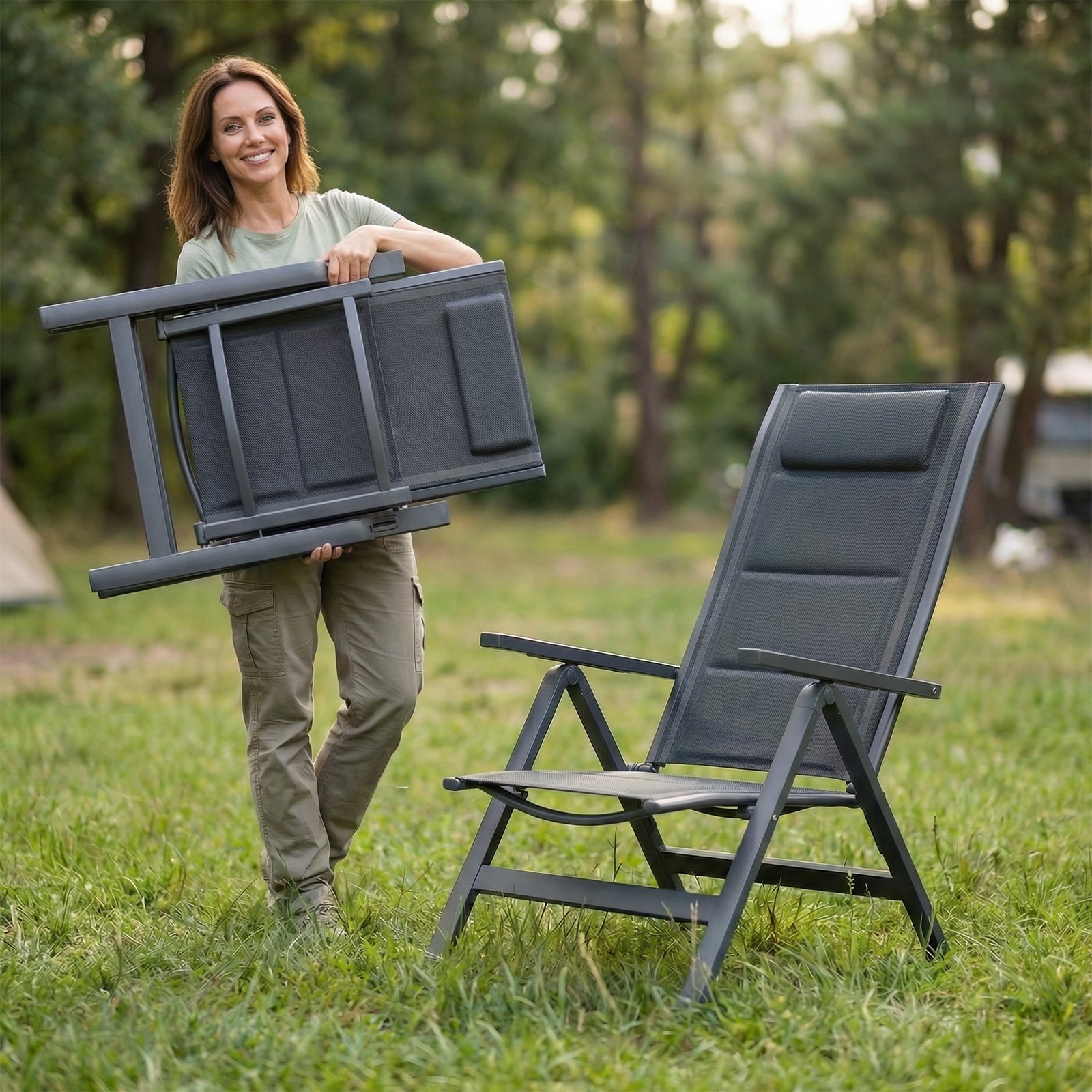 Liegestuhl mit 7-fach verstellbarer Rückenlehne
