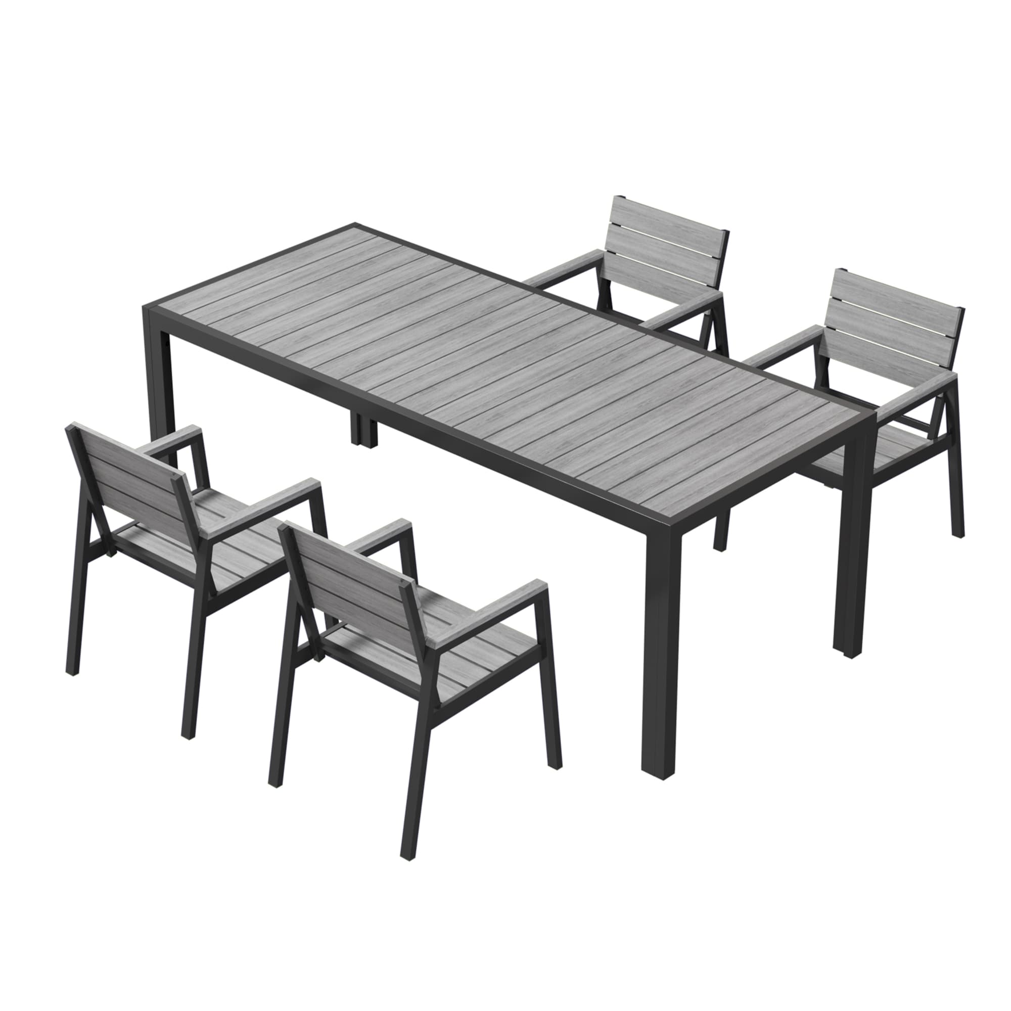 Gartenmöbel Set 189 cm – Aluminium Holzoptik | Für 4, 6 oder 8 Personen mit Armlehnstühlen - Yardwell