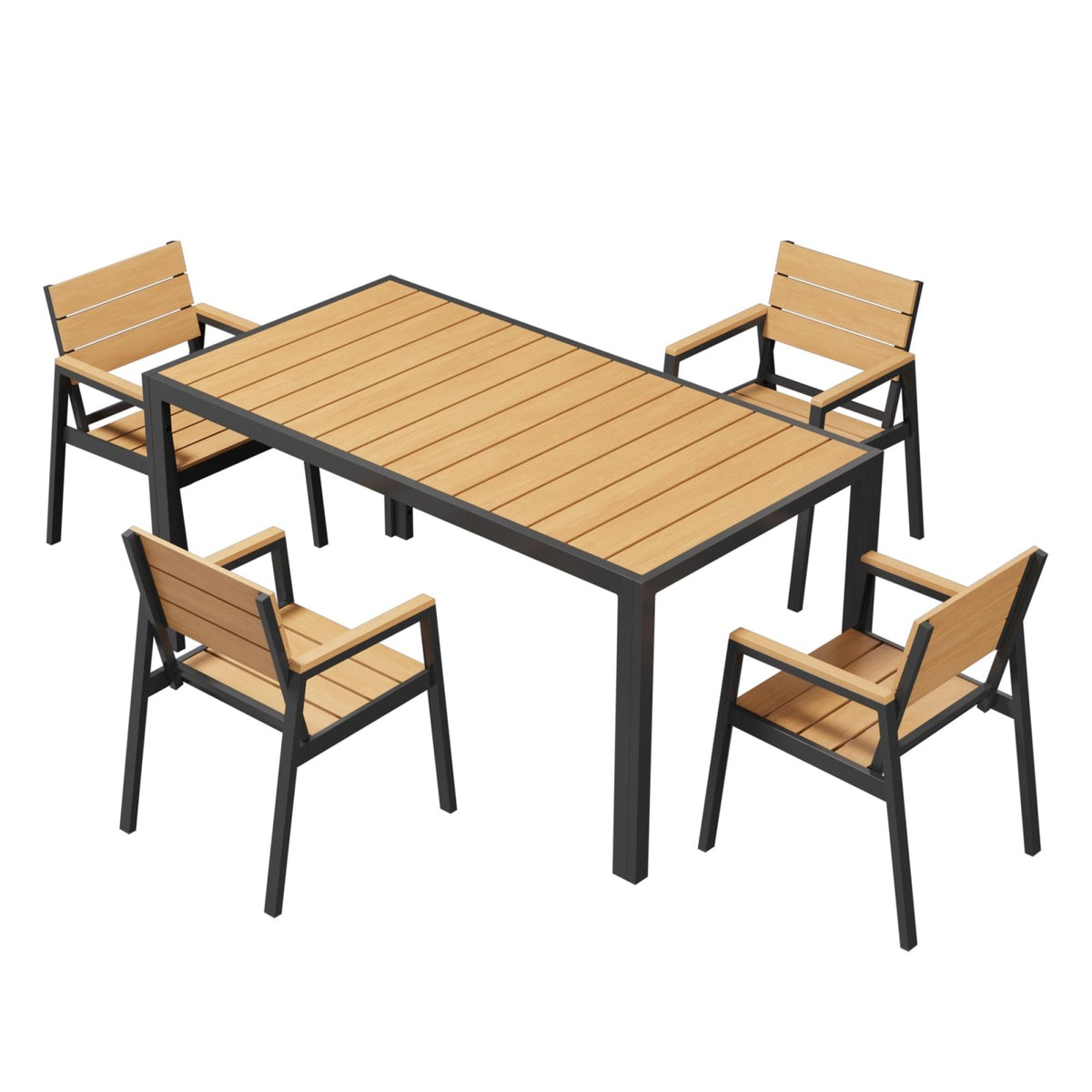 Balkonmöbel Set 150 cm – Aluminium in Holzoptik für 2 bis 4 Personen - Yardwell