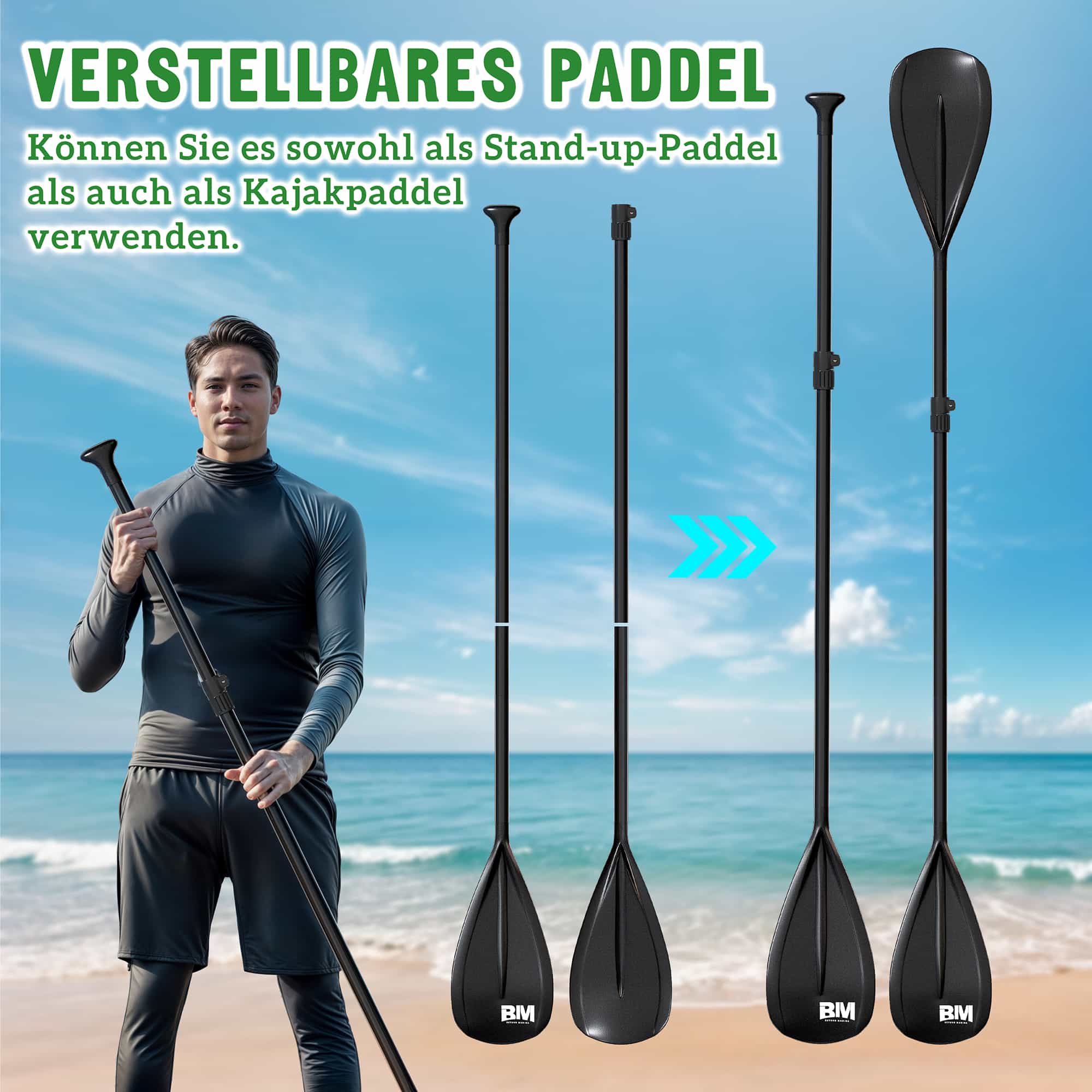 Yardwell Aufblasbares Stand Up Paddle Board Mit Kajaksitz und verstellbarem Schlagbrett, Bis 160kg
