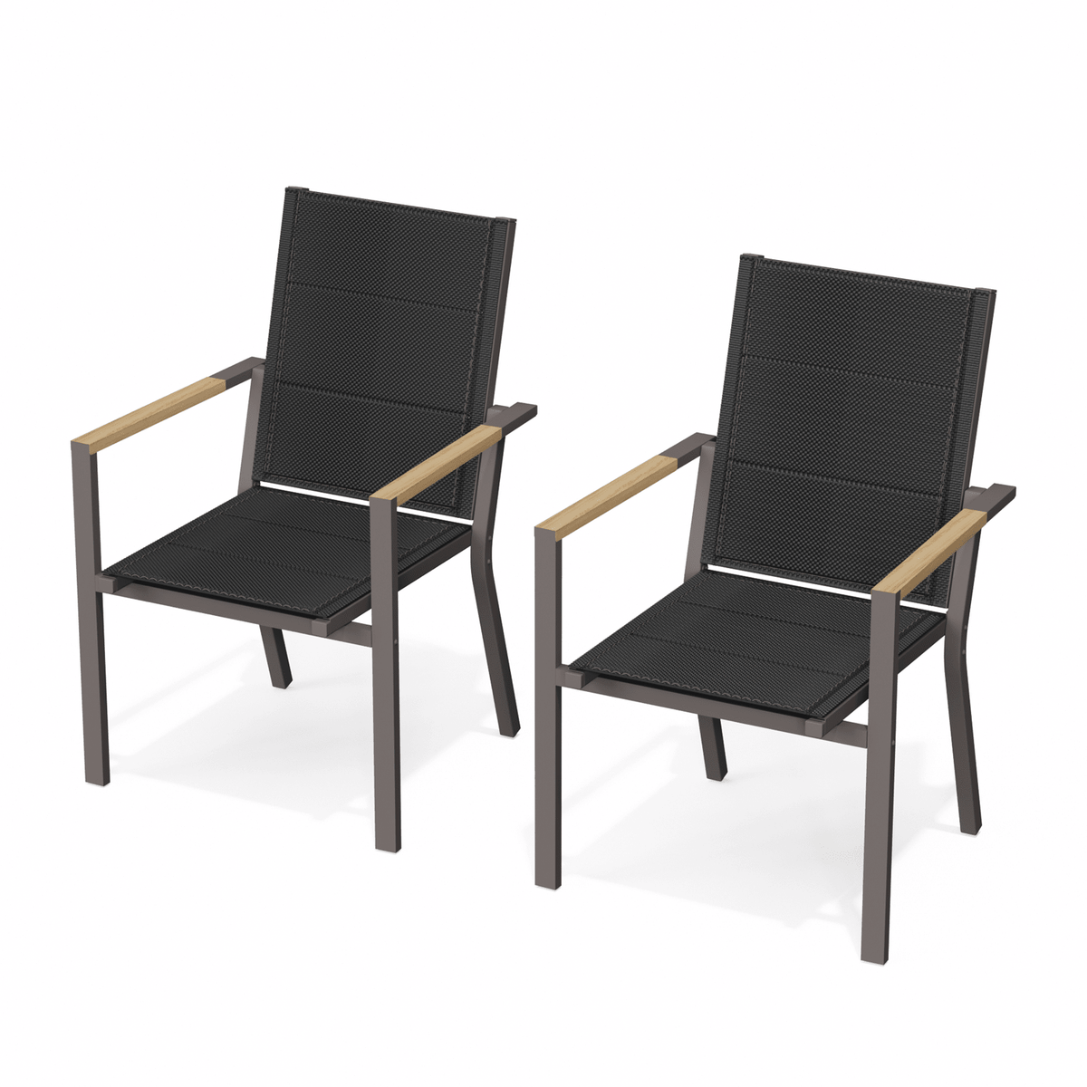 Gartenstühle Stapelbar Modern us Aluminium 2er Set Günstig (Aluminium - Griff oder Holzmaserungs - Griff) - Yardwell