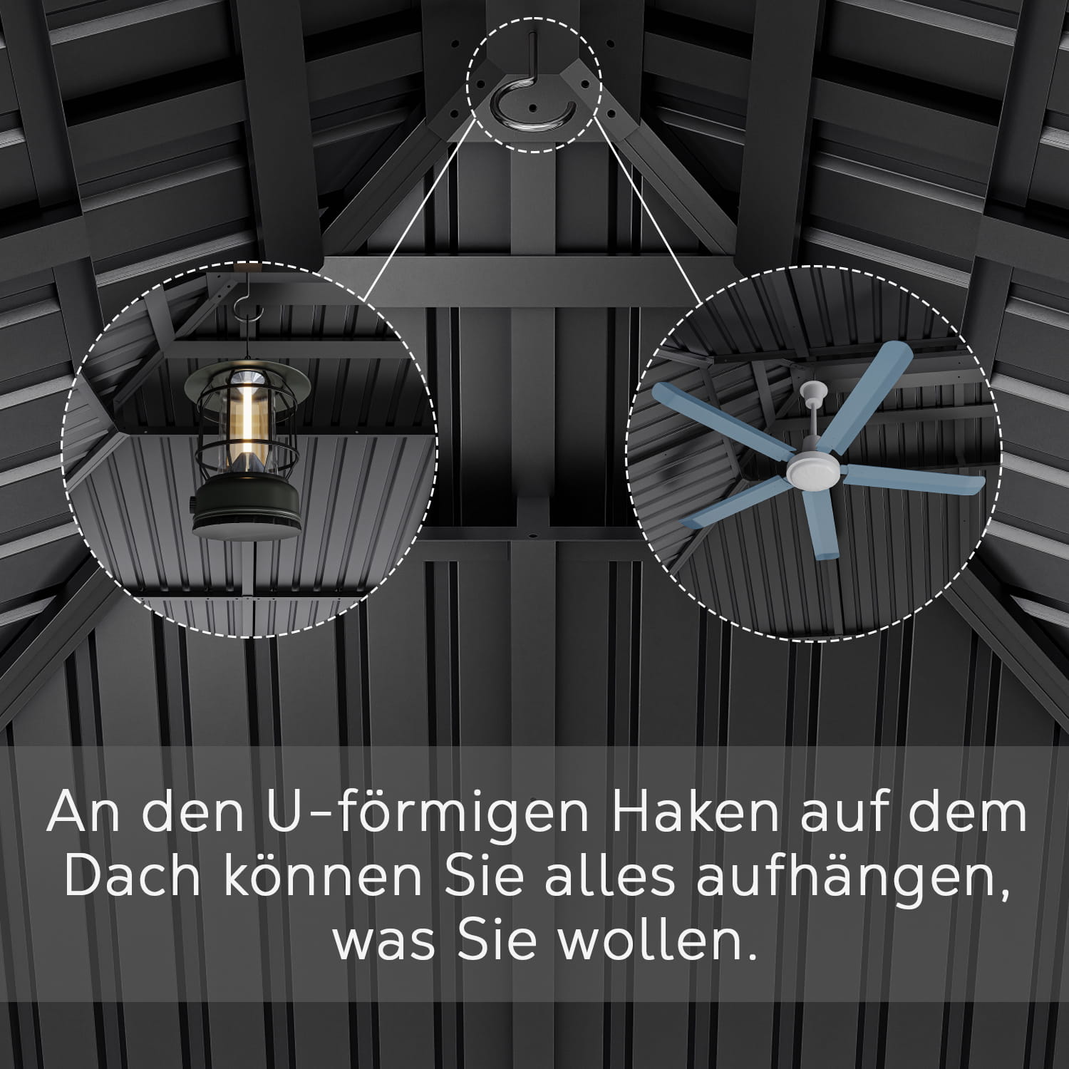 Pavillon 3.65X4.85m mit Stahldach, Seitenwand und Moskitonetz