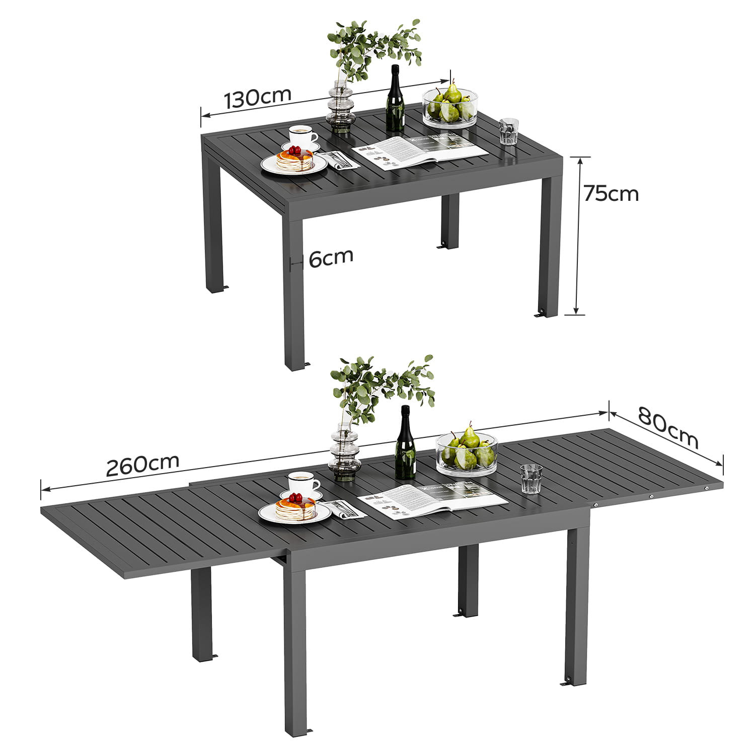Gartentisch Ausziehbar Wetterfest aus Aluminium