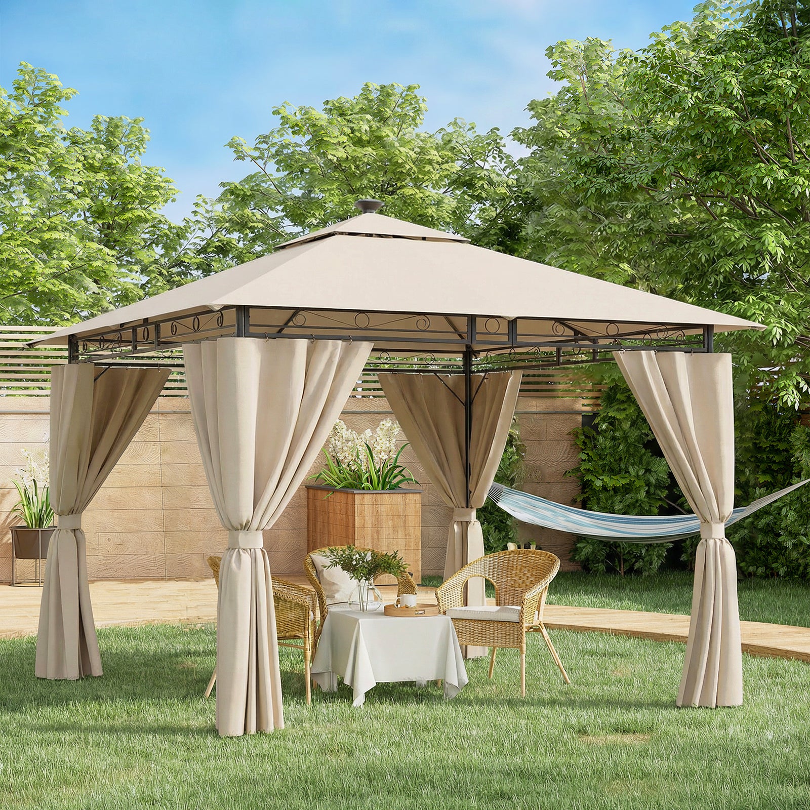 Gartenpavillon 3x3 / 3x4/3x6 mit Solar-Lichterketten