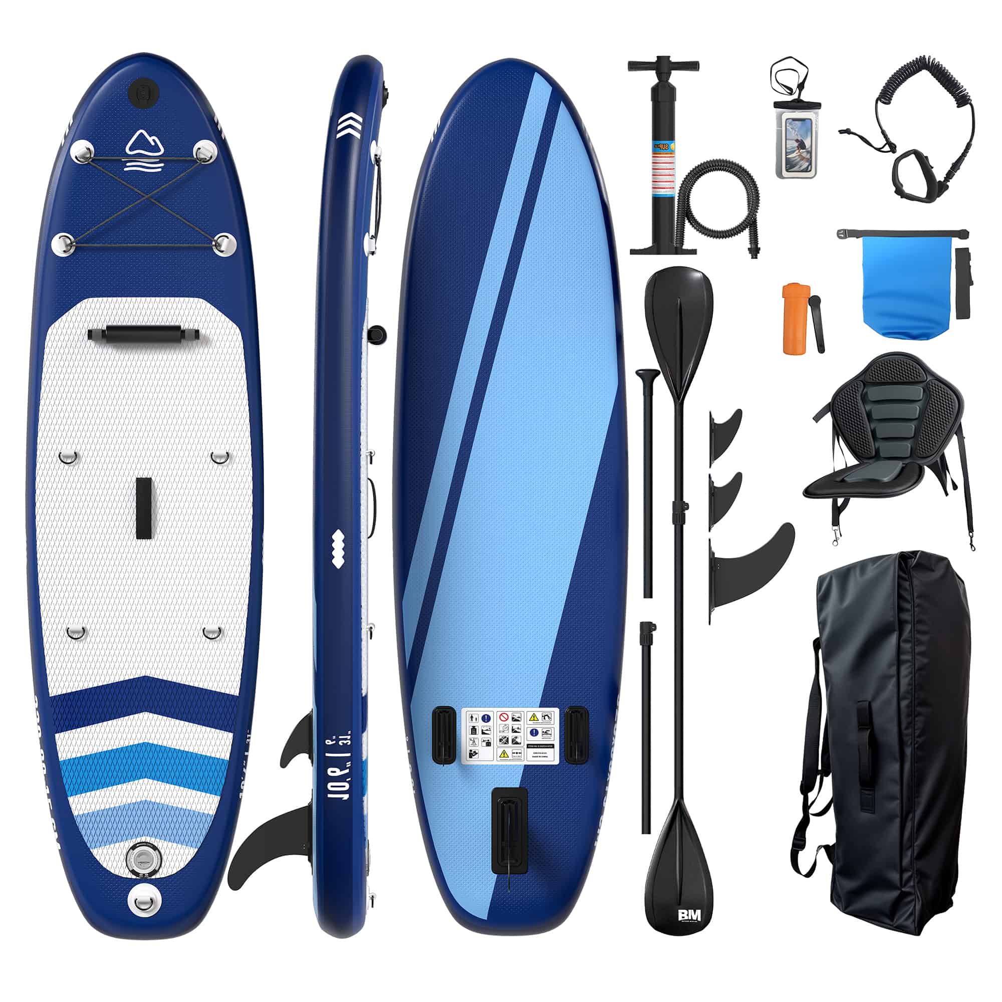Yardwell Aufblasbares Stand Up Paddle Board Mit Kajaksitz und verstellbarem Schlagbrett, Bis 160kg