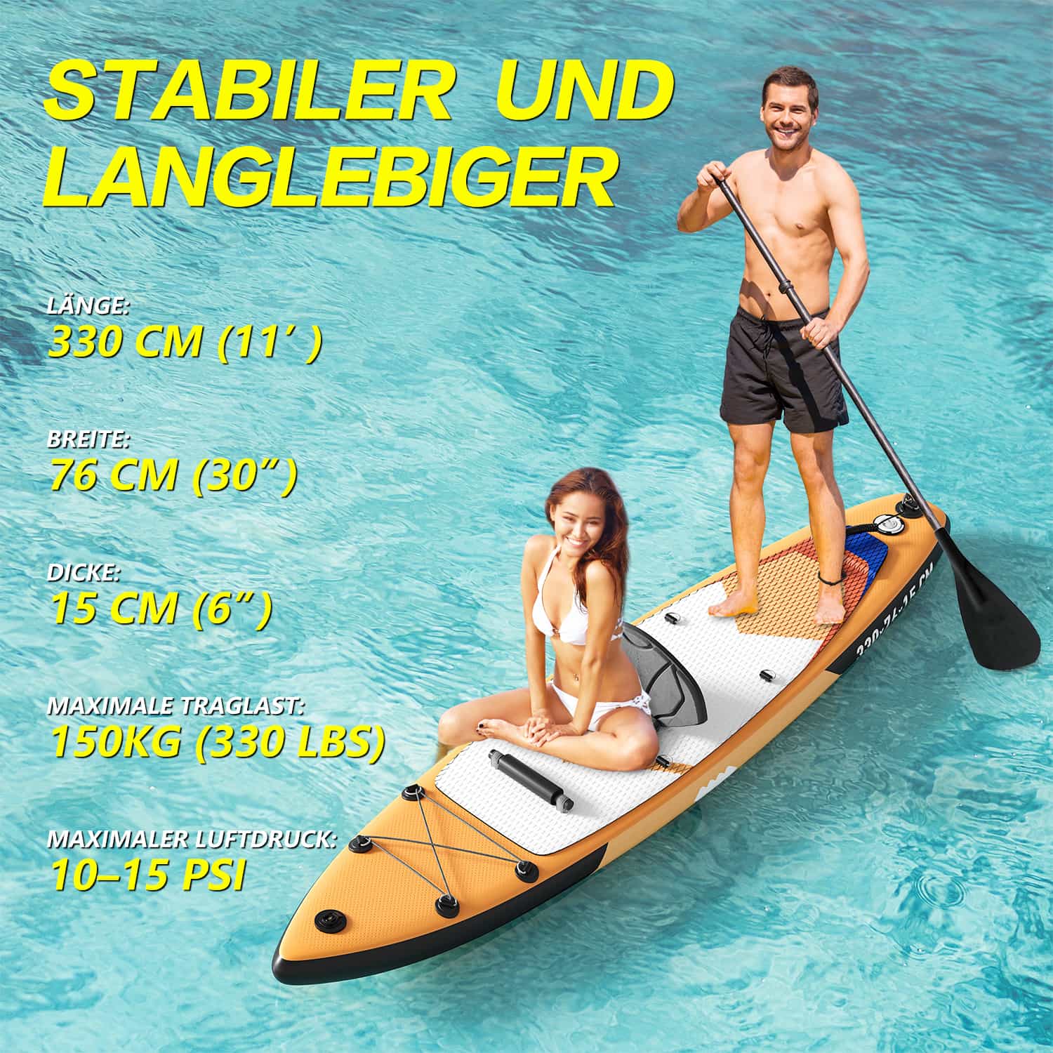 Yardwell SUP Aufblasbares Stand Up Paddle Board 11'