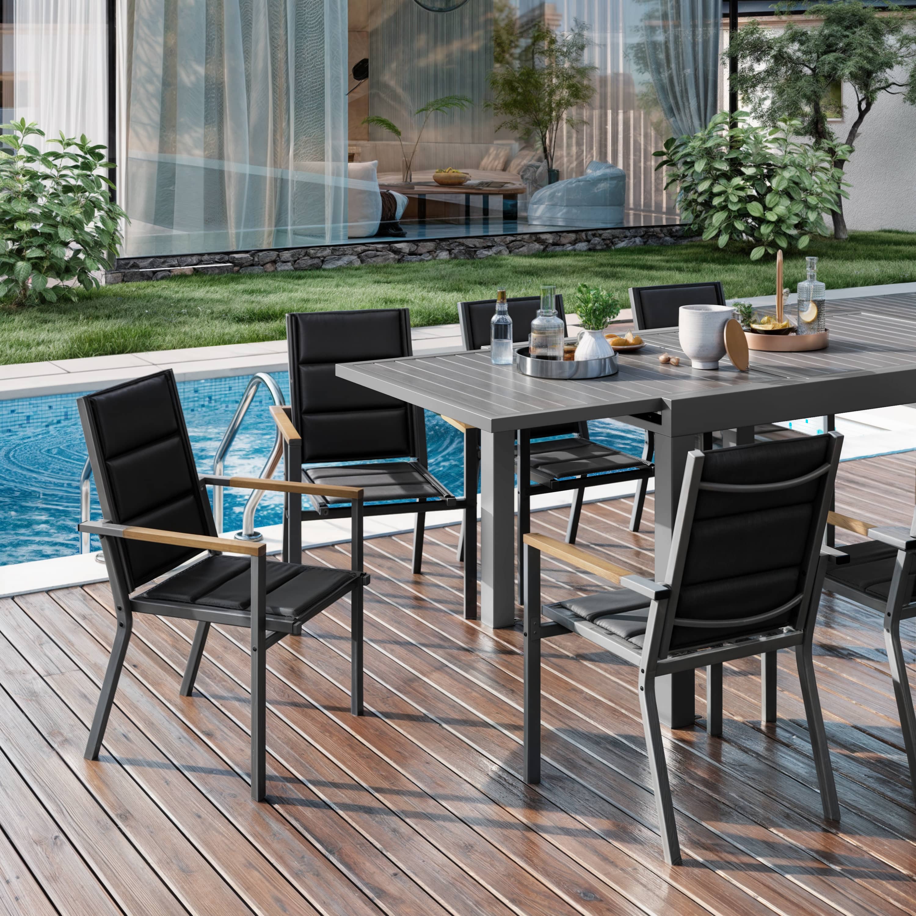 Yardwell Gartenstühle stapelbar aus Aluminium 2er Set