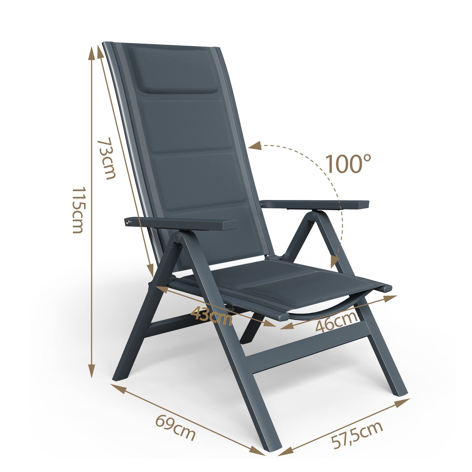 Liegestuhl mit 7-fach verstellbarer Rückenlehne