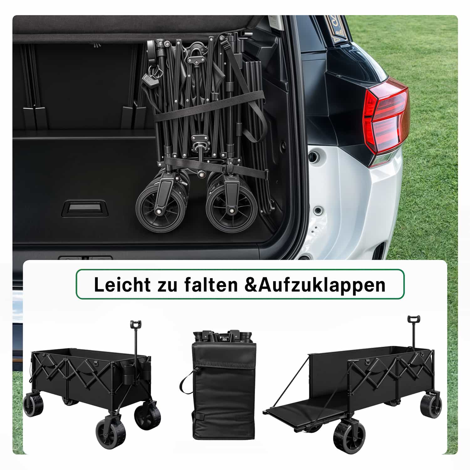 Bollerwagen Faltbarer mit einseitig aufklappbarer Seitenwand