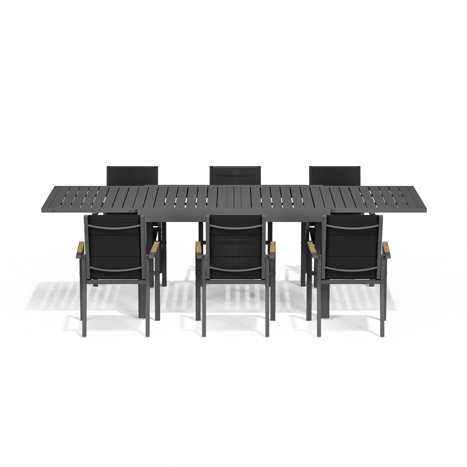 Gartenmöbel Set ausziehbar – Tisch 130–260 cm mit 6, 8 oder 10 Armlehnstühlen, Aluminium, 3 Farben - Yardwell