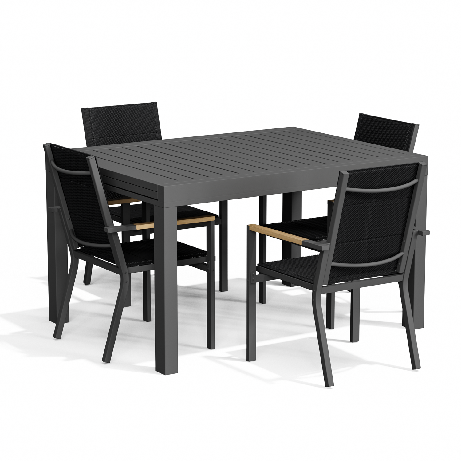 Yardwell 2-4 Sitzer Gartentisch ausziehbar Set aus Aluminium 130-260x80cm