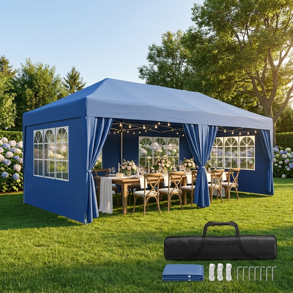 Faltpavillon Einhand-Hubsystem – Aufbau in Sekunden, Höhenverstellbar, Wasserdicht