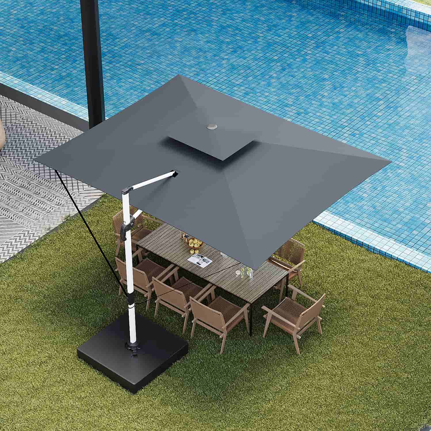 Yardwell Sonnenschirm mit Kurbel, 360°Rotation,3x3m/3x4m