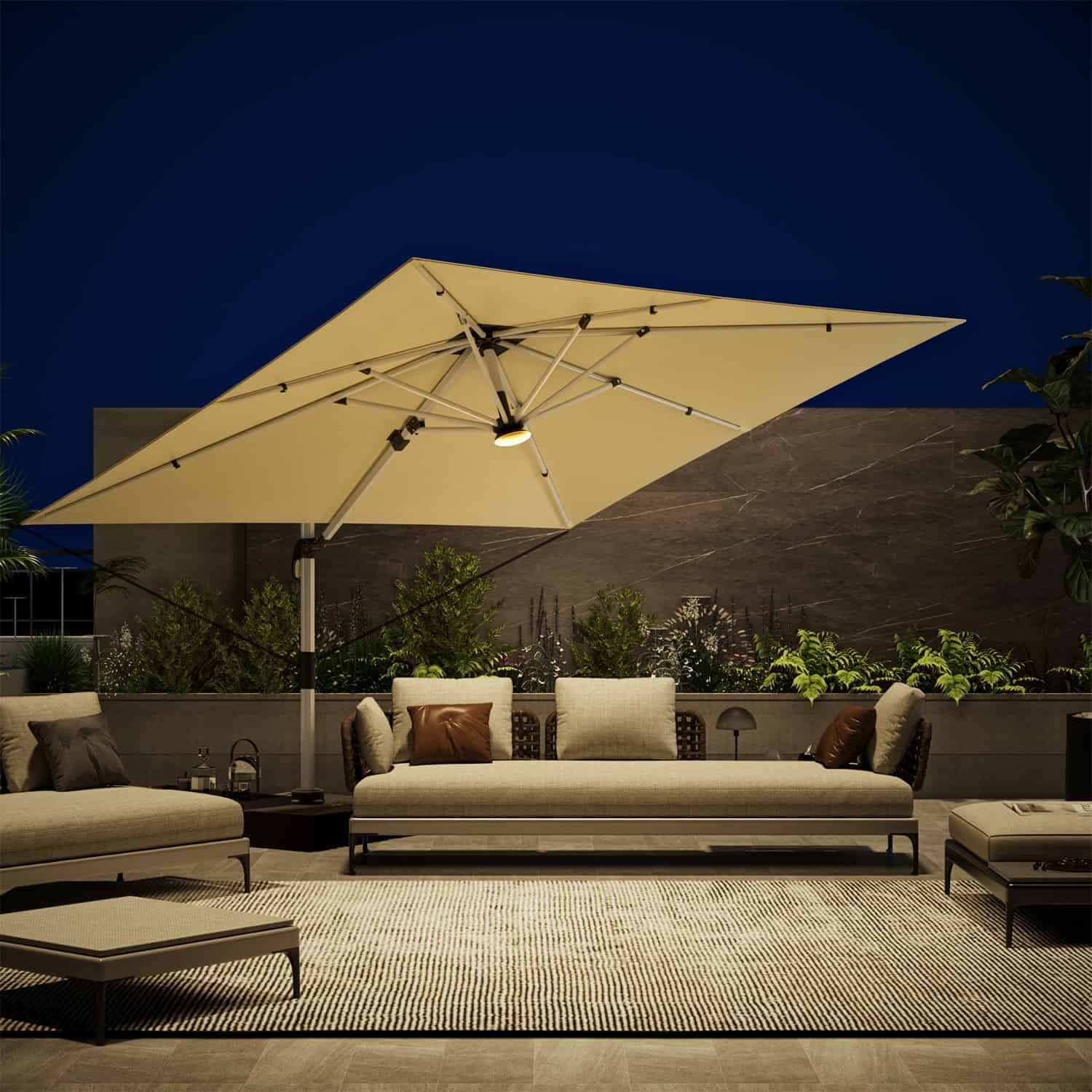 Yardwell Sonnenschirm mit Kurbel, 360°Rotation,3x3m/3x4m