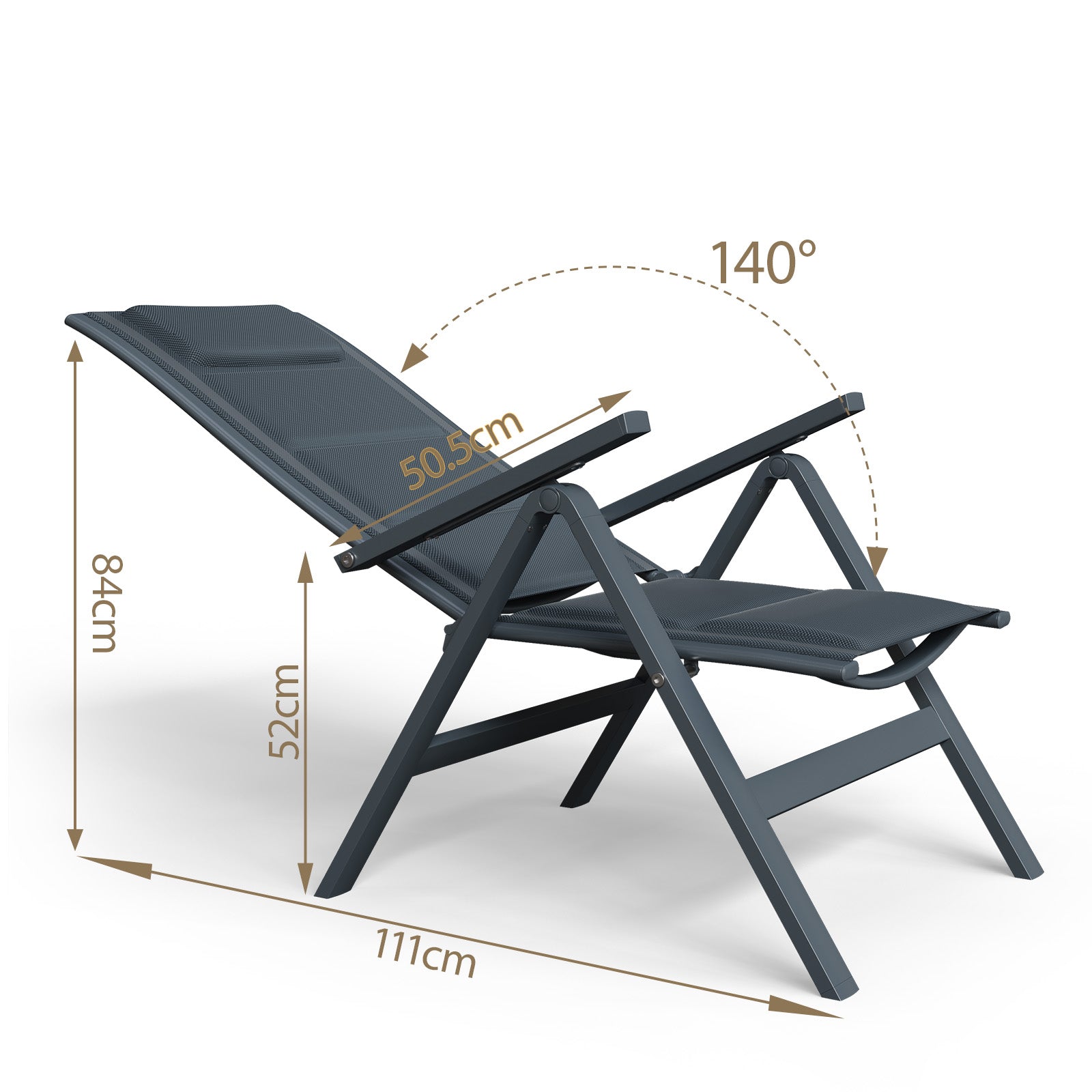 Liegestuhl mit 7-fach verstellbarer Rückenlehne