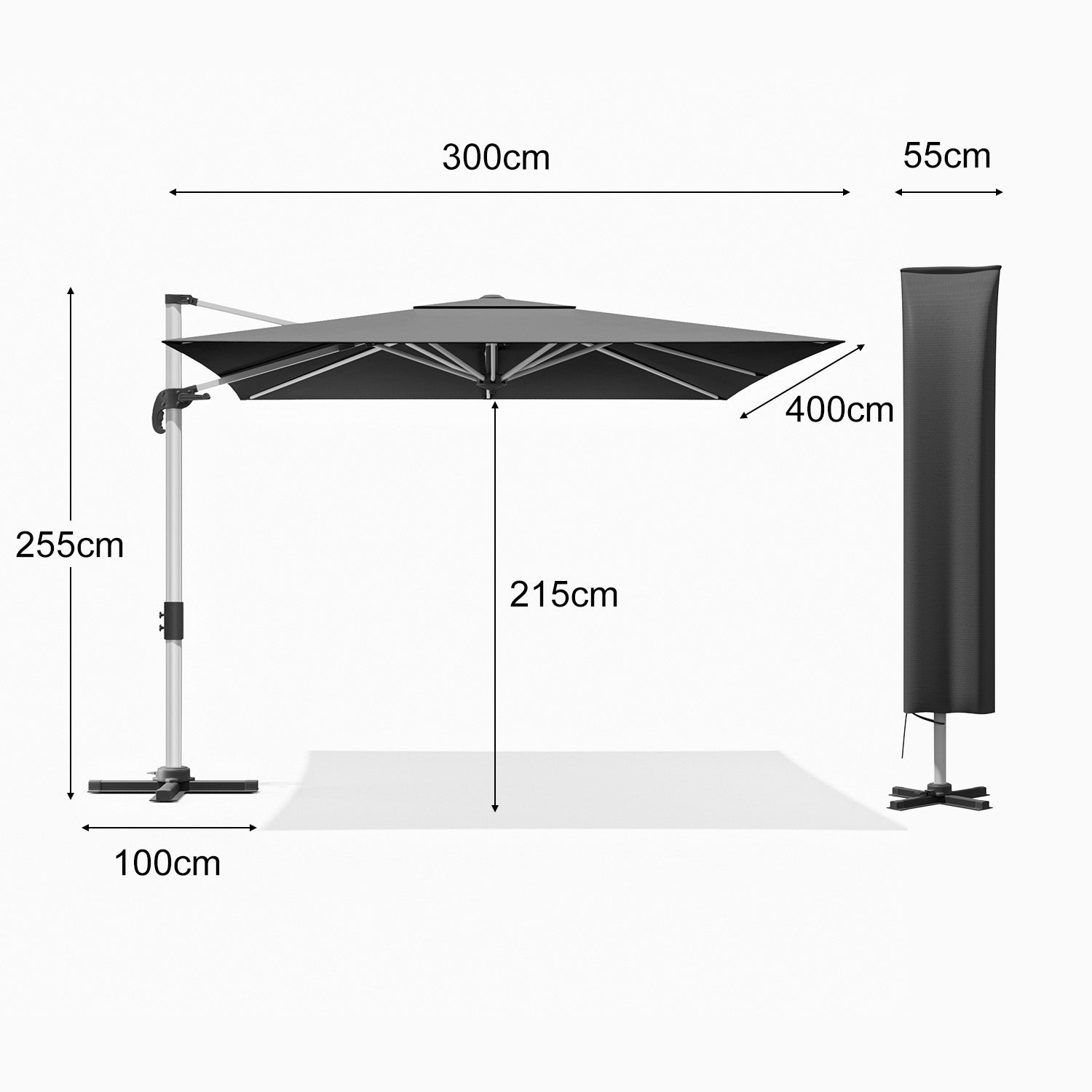 Yardwell Sonnenschirm mit Kurbel, 360°Rotation,3x3m/3x4m