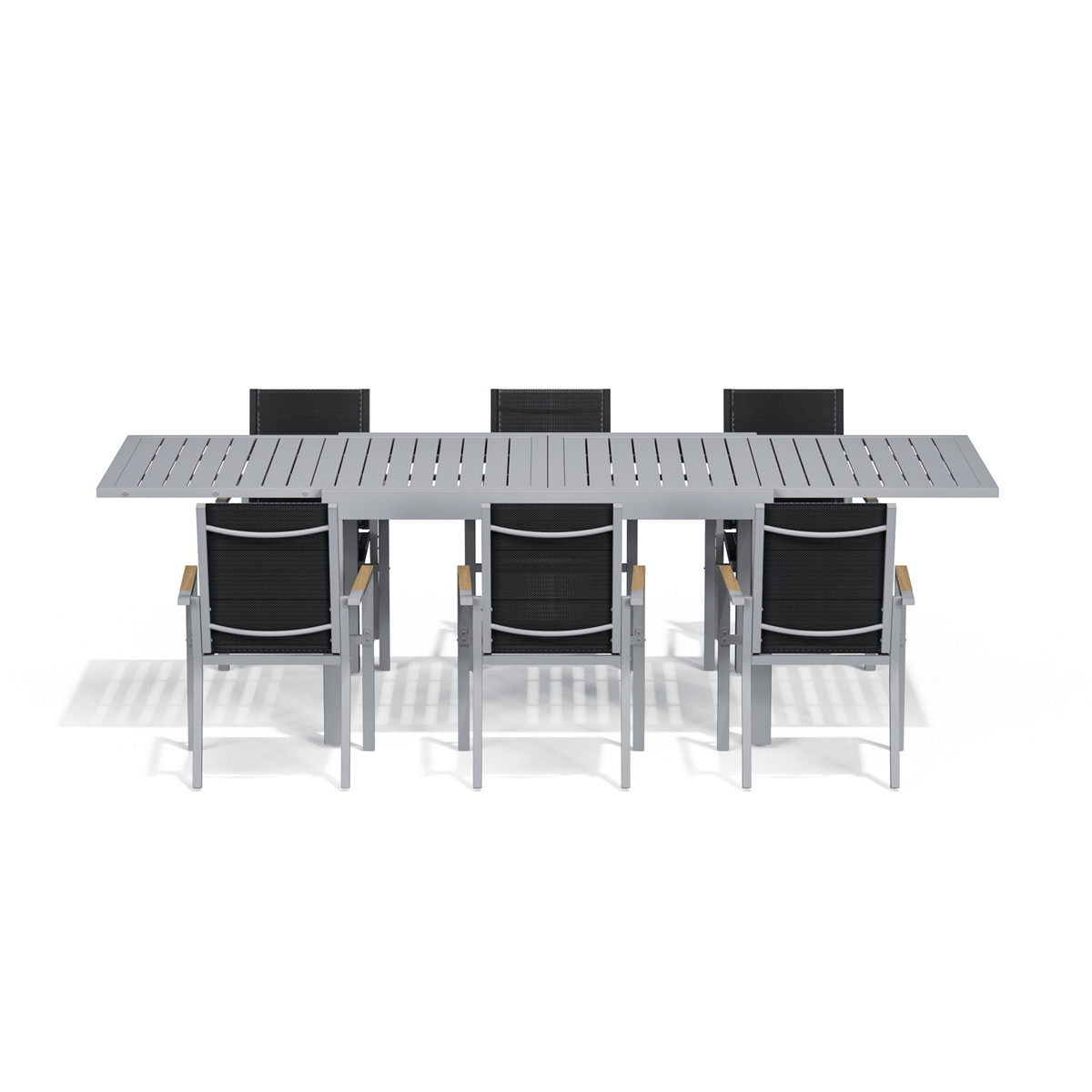 Gartenmöbel Set ausziehbar – Tisch 130–260 cm mit 6, 8 oder 10 Armlehnstühlen, Aluminium, 3 Farben - Yardwell