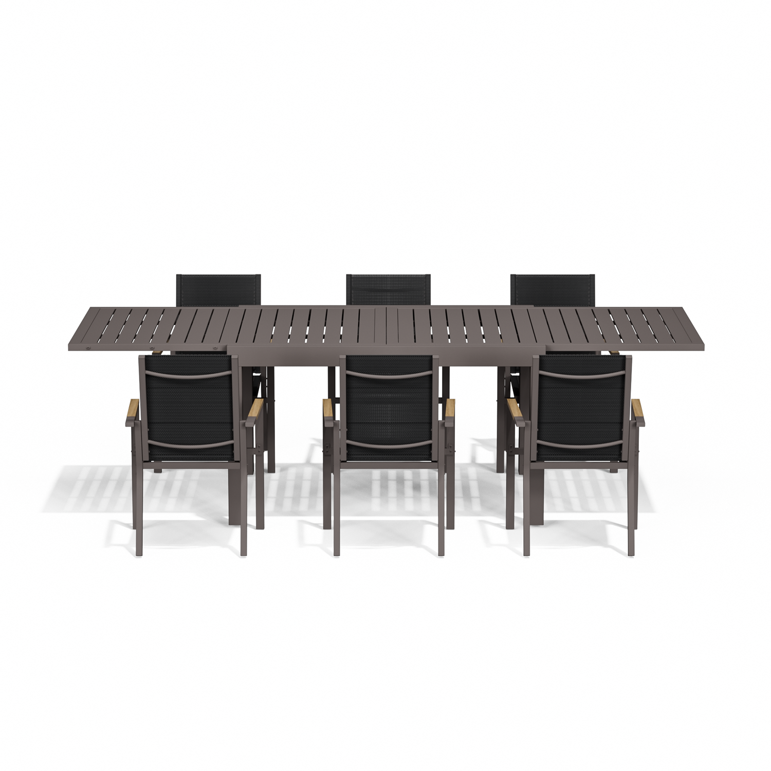 Gartenmöbel Set ausziehbar – Tisch 130–260 cm mit 6, 8 oder 10 Armlehnstühlen, Aluminium, 3 Farben