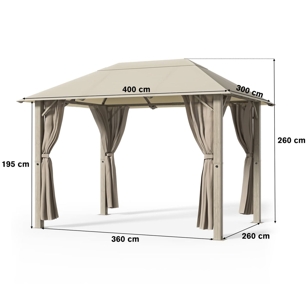 Yardwell Alu - Gartenpavillon 3x3m & 3x4m | Rostfreies Aluminiumgestell | 100% Wasserdicht & Stabil | Modernes Design - Yardwell