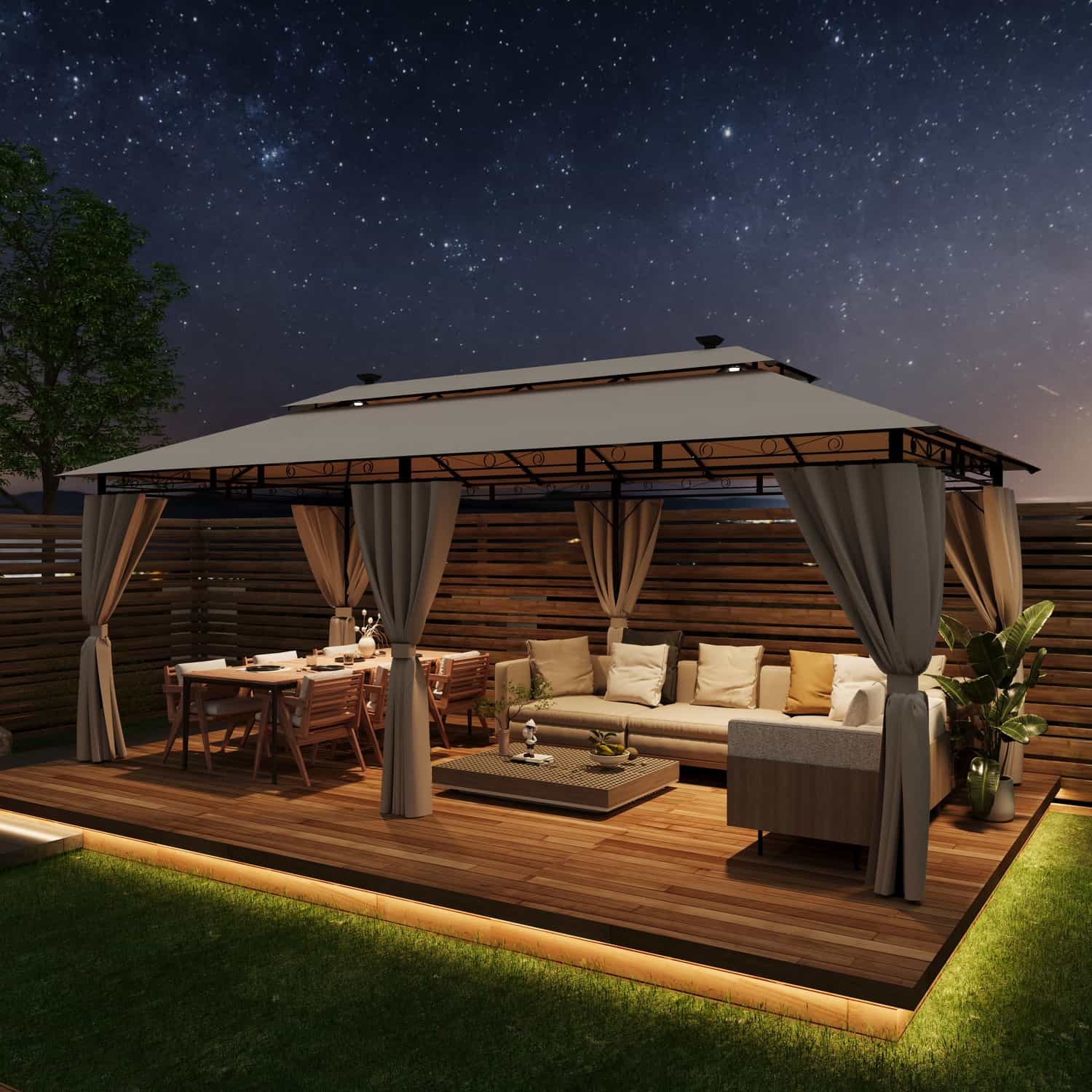 Gartenpavillon mit LED-Beleuchtung