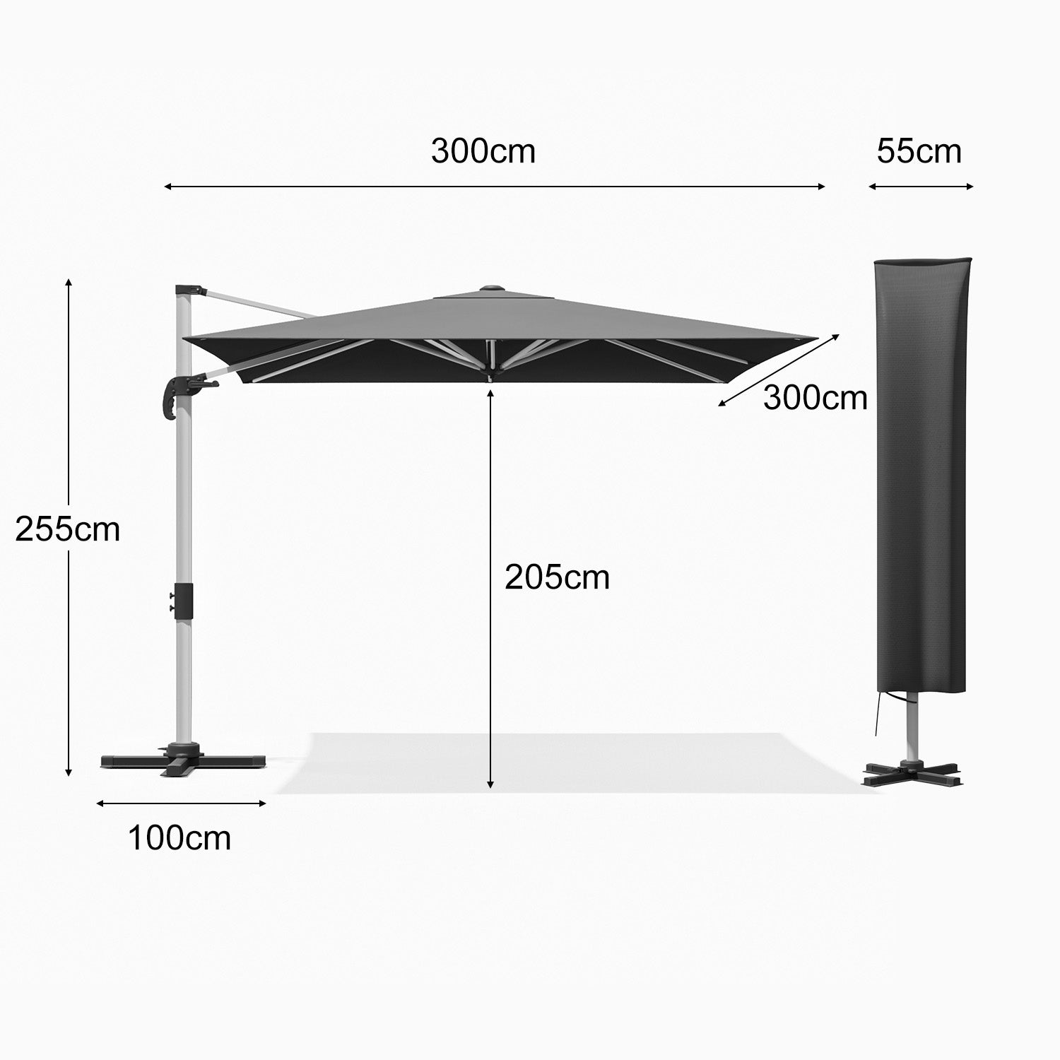 Yardwell Sonnenschirm mit Kurbel, 360°Rotation,3x3m/3x4m