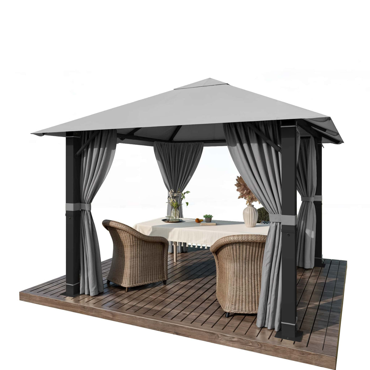 Yardwell Alu - Gartenpavillon 3x3m & 3x4m | Rostfreies Aluminiumgestell | 100% Wasserdicht & Stabil | Modernes Design - Yardwell