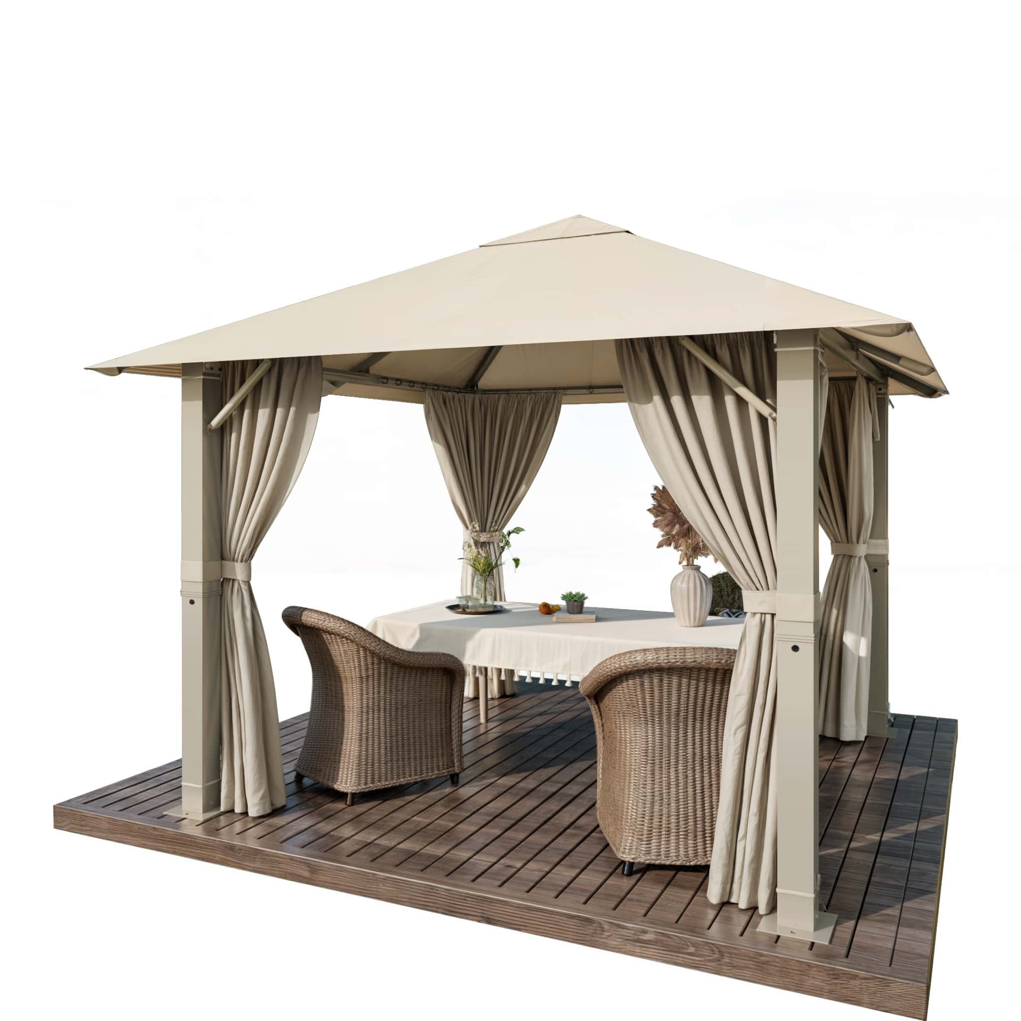 Gartenpavillon Modern Günstig 3x3 / 3x4 mit Festem Dach und Dachplane Wasserdicht