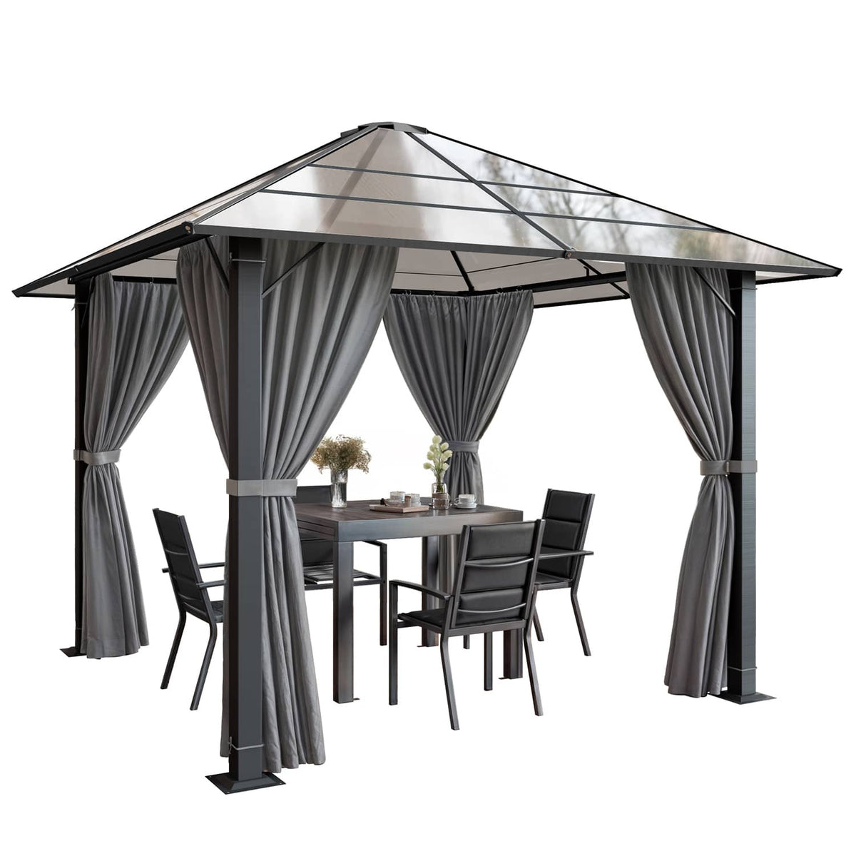 Yardwell Premium Hardtop Pavillon | Aluminium Dach & Gestell | 3x4m & 3x3m | Winterfest, Stabil & 100% Wasserdicht | Anthrazit - Yardwell