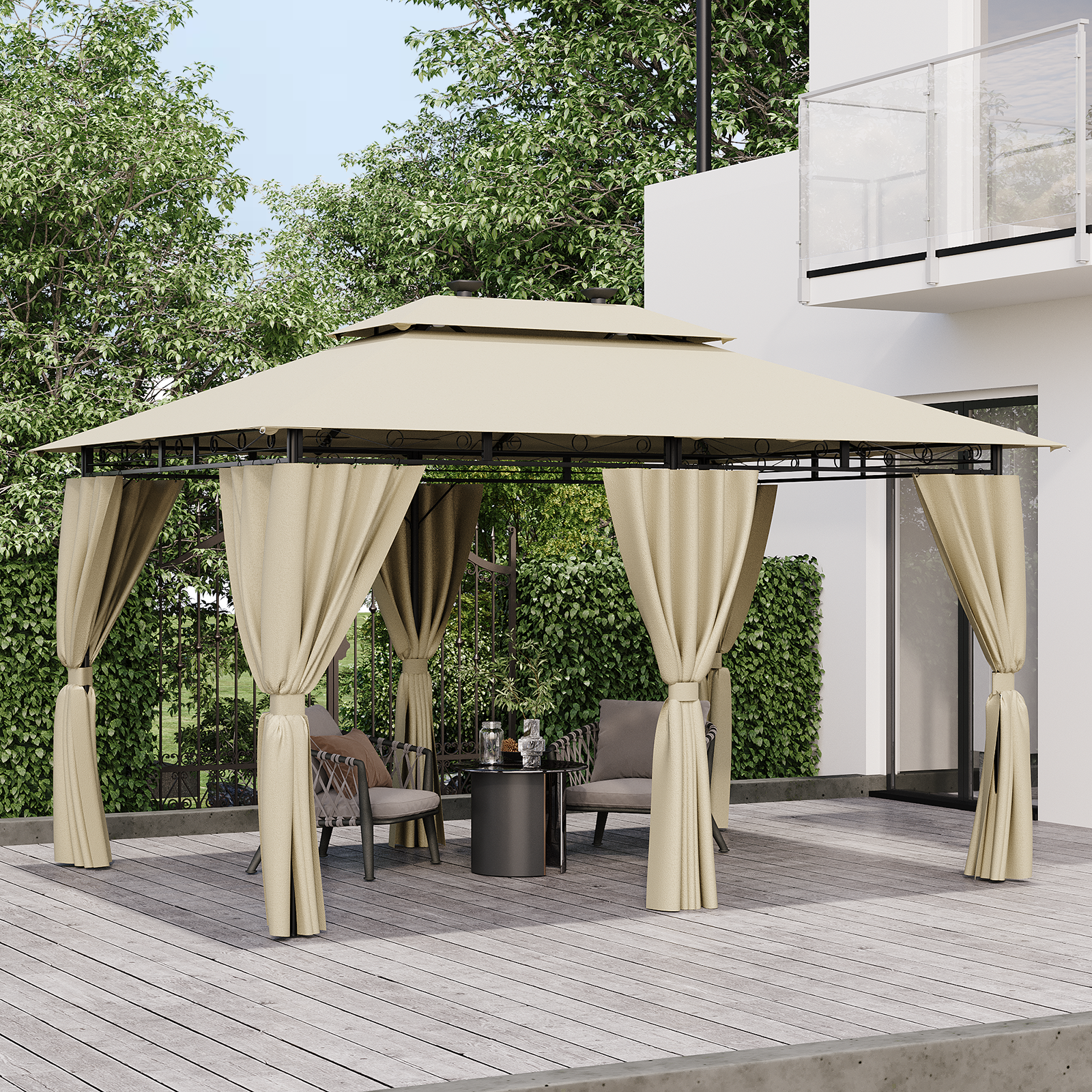 Gartenpavillon 3x3 / 3x4/3x6 mit Solar-Lichterketten