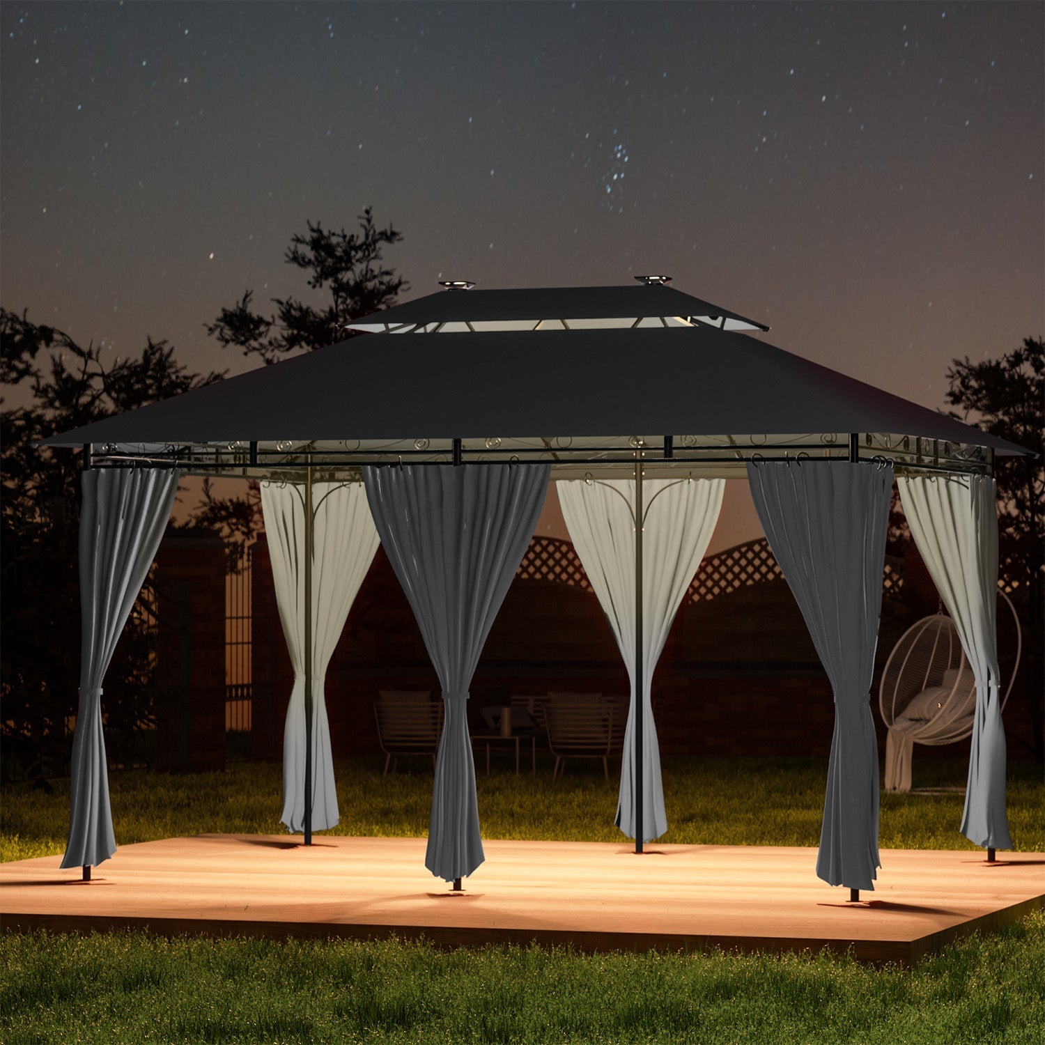 Gartenpavillon mit LED-Beleuchtung