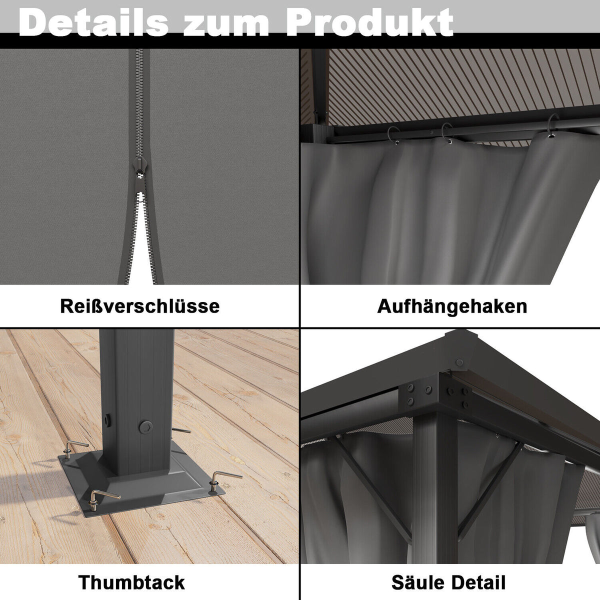 Yardwell Premium Hardtop Pavillon | Aluminium Dach & Gestell | 3x4m & 3x3m | Winterfest, Stabil & 100% Wasserdicht | Anthrazit - Yardwell