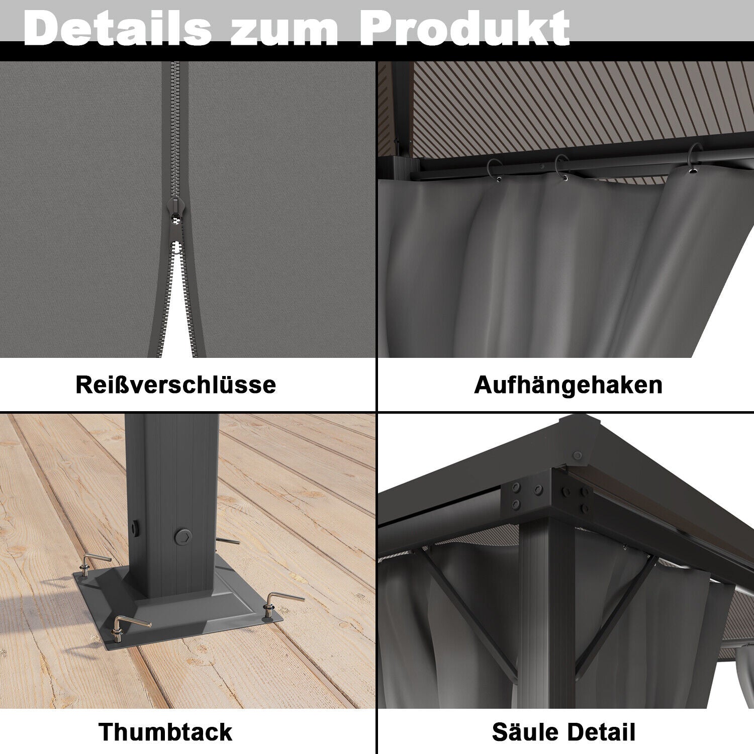 Gartenpavillon 3x3 /3x4 mit Hochwertiger Hardtop aus Aluminium
