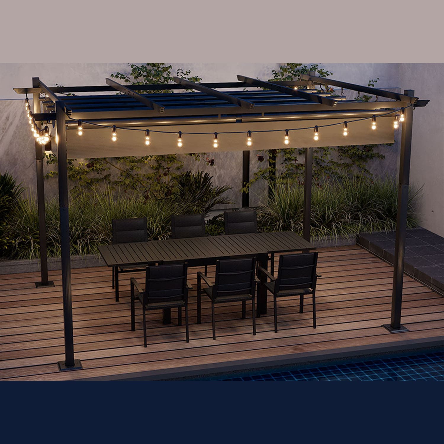 Pergola Gartenpavillon Wasserdicht mit verstellbarem Dach