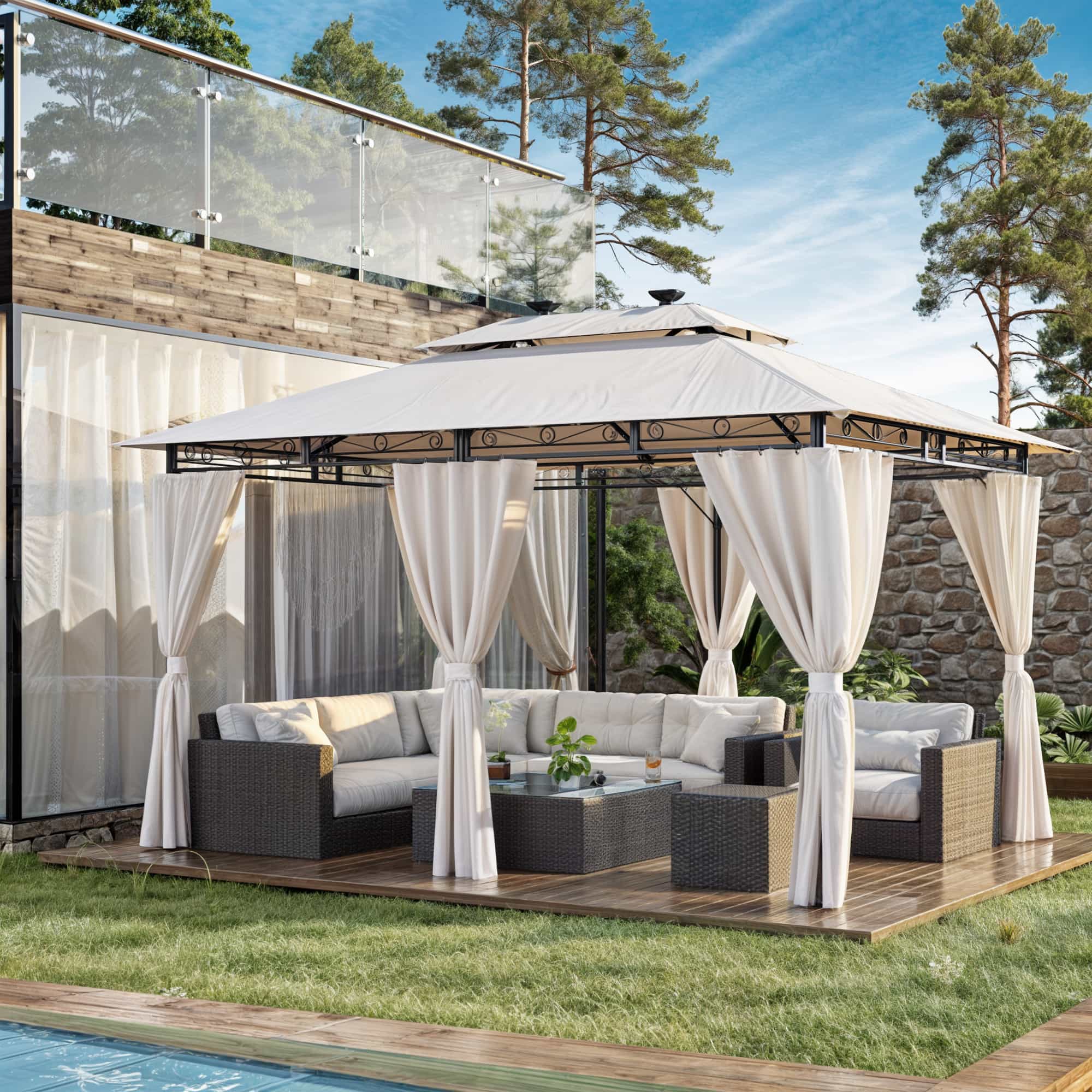 Gartenpavillon mit LED-Beleuchtung