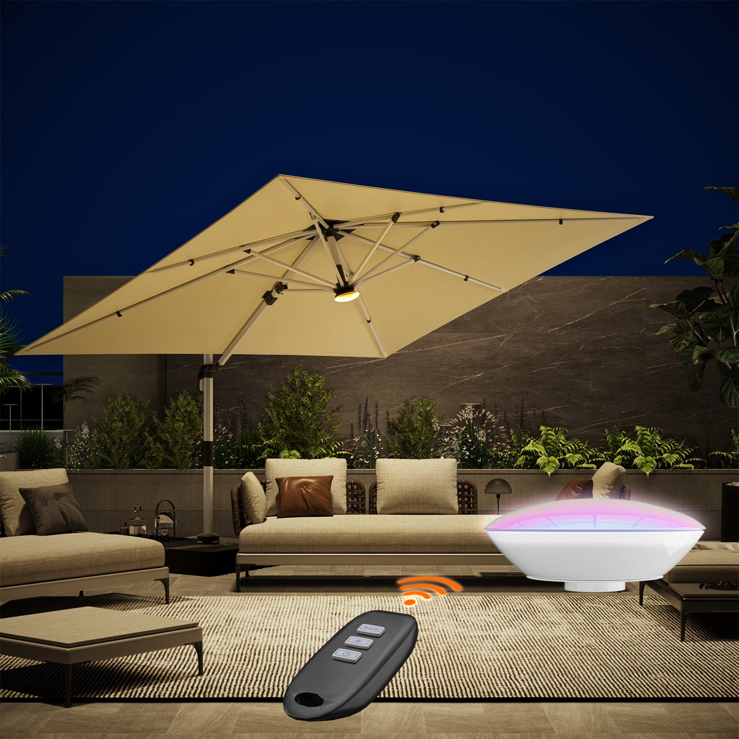 Yardwell Sonnenschirm mit Kurbel, 360°Rotation,3x3m/3x4m