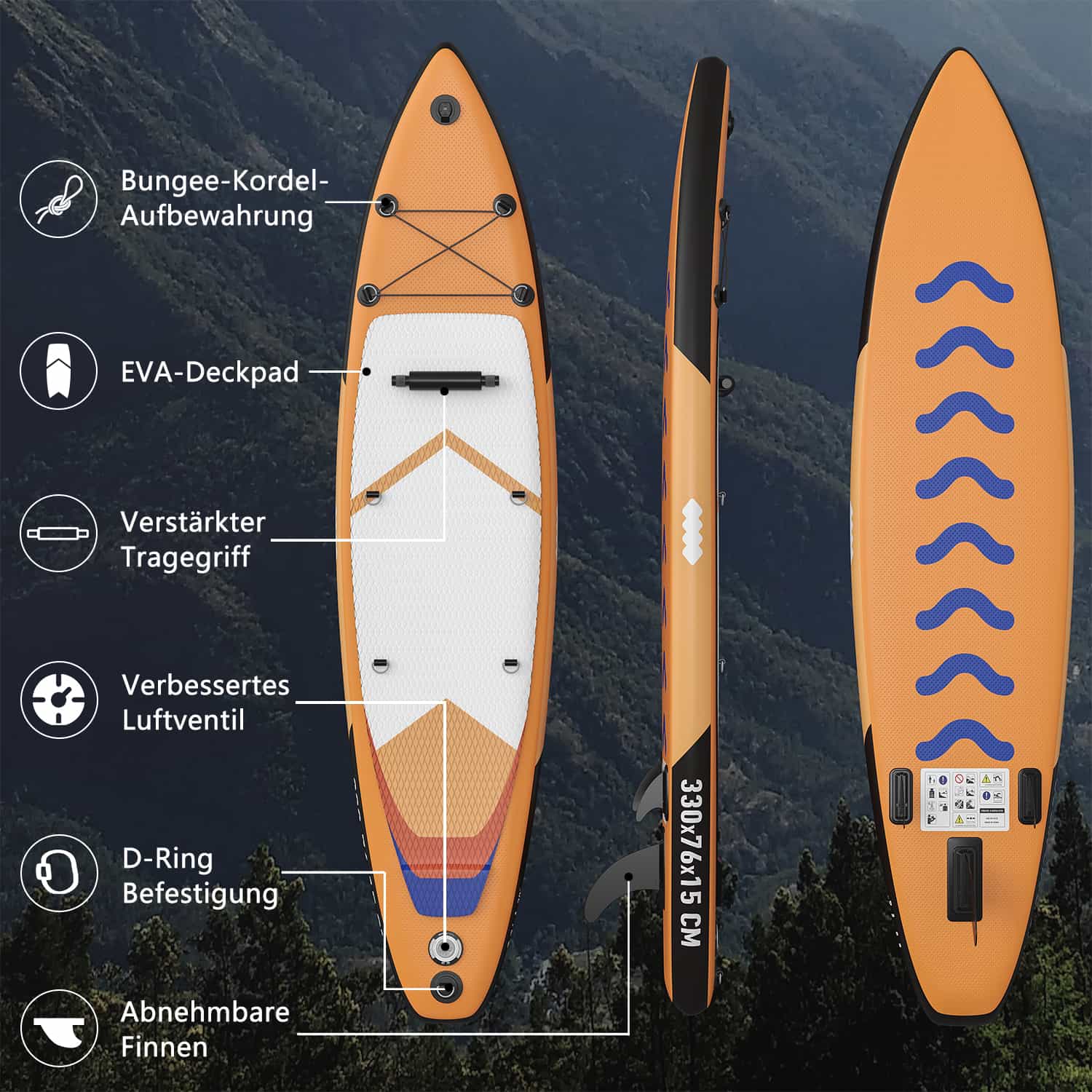 Yardwell SUP Aufblasbares Stand Up Paddle Board 11'