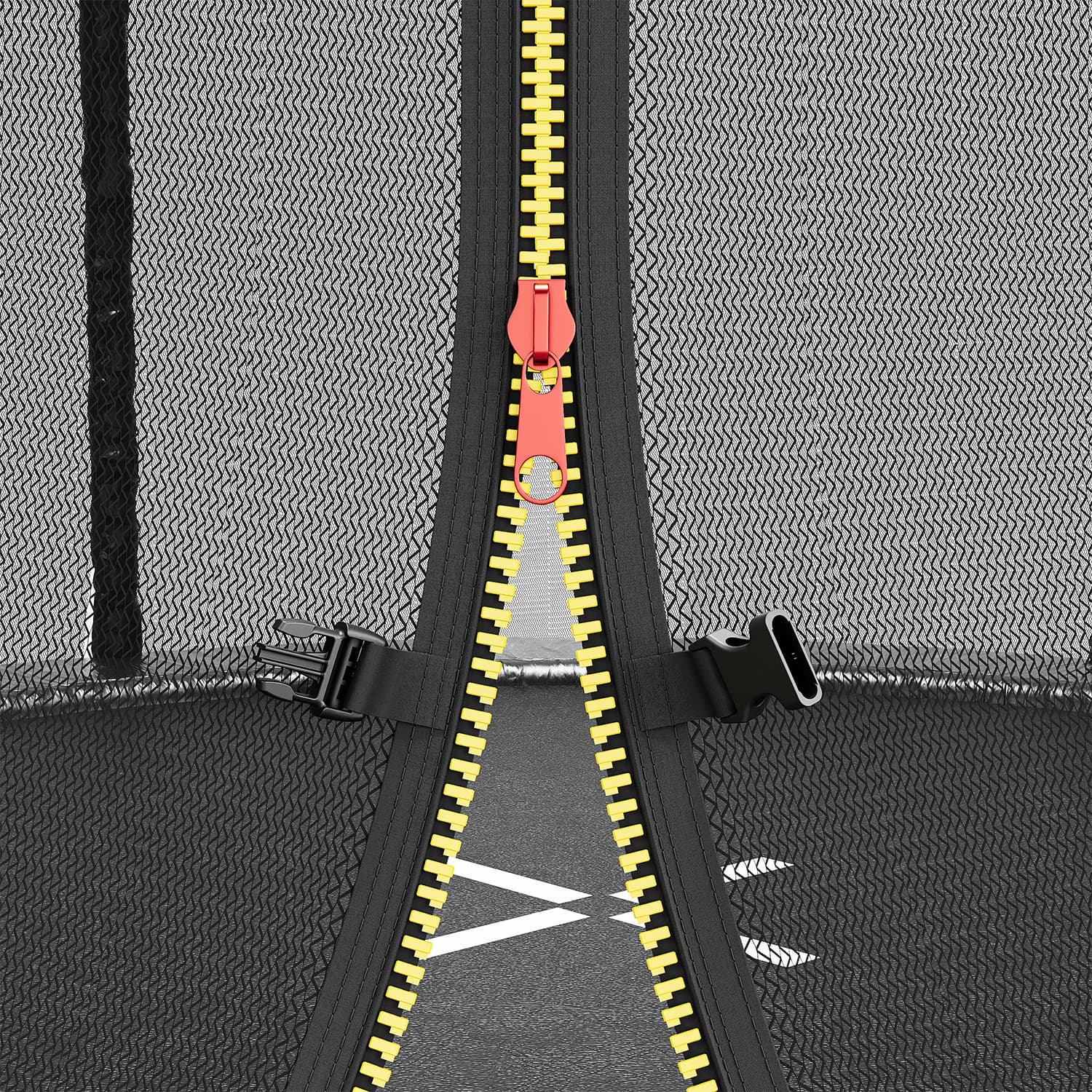 E1 Trampolin mit Sicherheitsnetz und Leiter, Ø 183-427cm, Schwarz