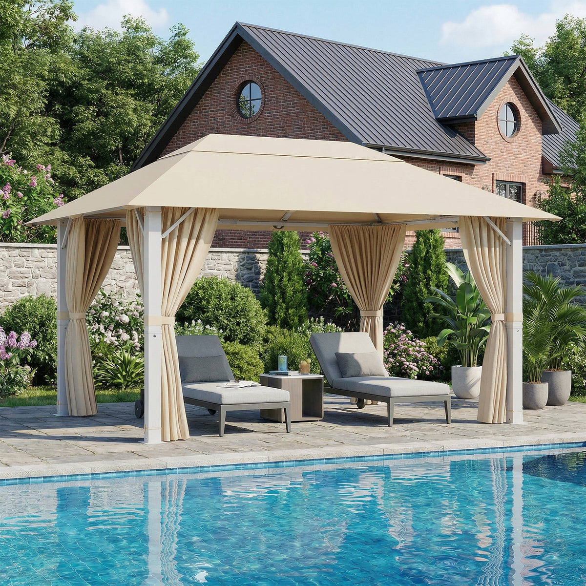 Yardwell Alu - Gartenpavillon 3x3m & 3x4m | Rostfreies Aluminiumgestell | 100% Wasserdicht & Stabil | Modernes Design - Yardwell