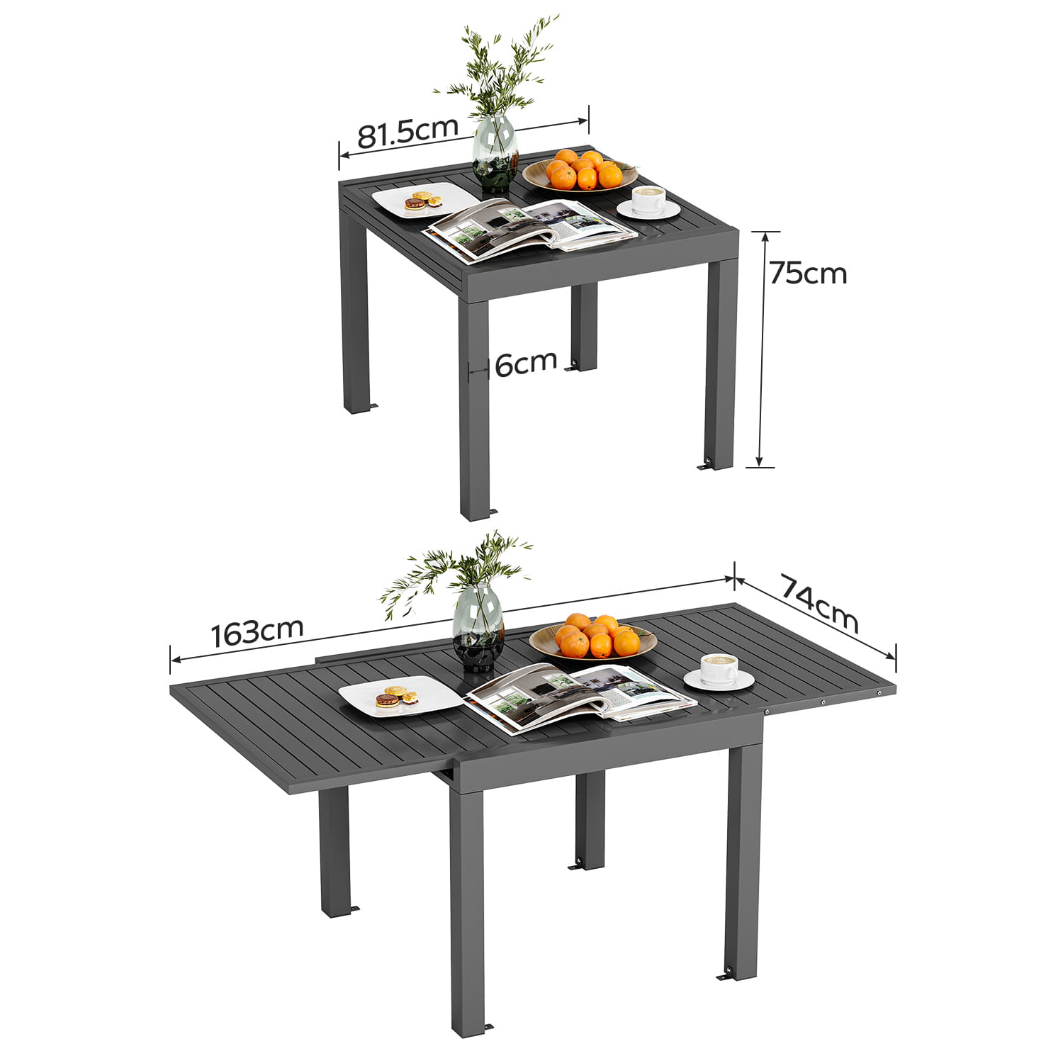 Gartentisch Ausziehbar Wetterfest aus Aluminium