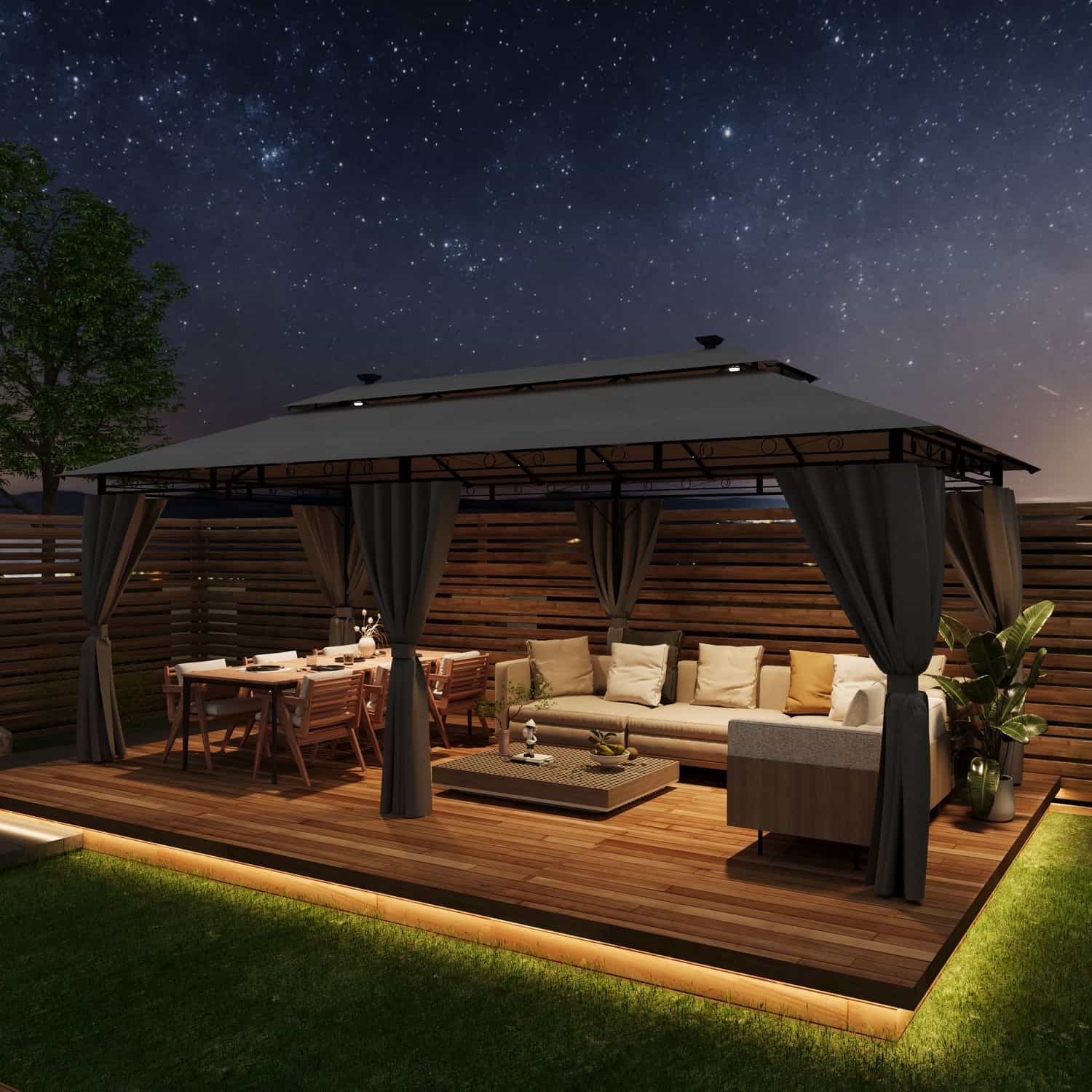 Gartenpavillon mit LED-Beleuchtung