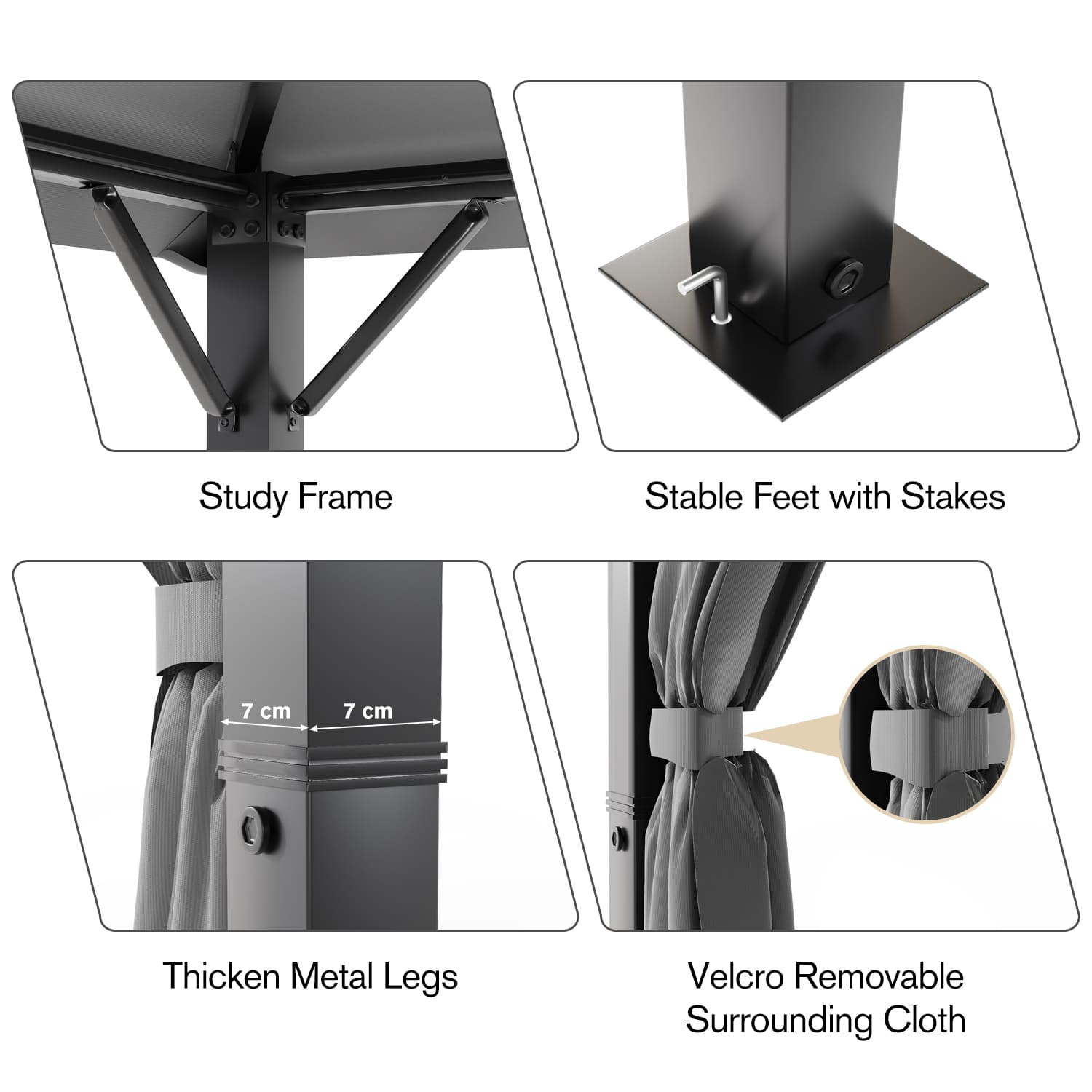 Gartenpavillon Modern Günstig 3x3 / 3x4 mit Festem Dach und Dachplane Wasserdicht