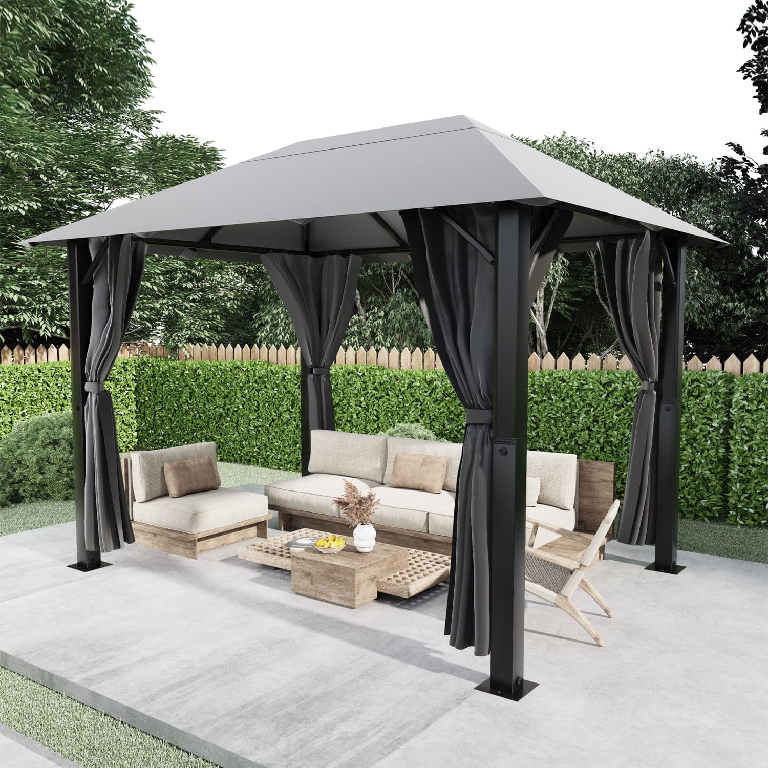 Gartenpavillon Modern Günstig 3x3 / 3x4 mit Festem Dach und Dachplane Wasserdicht