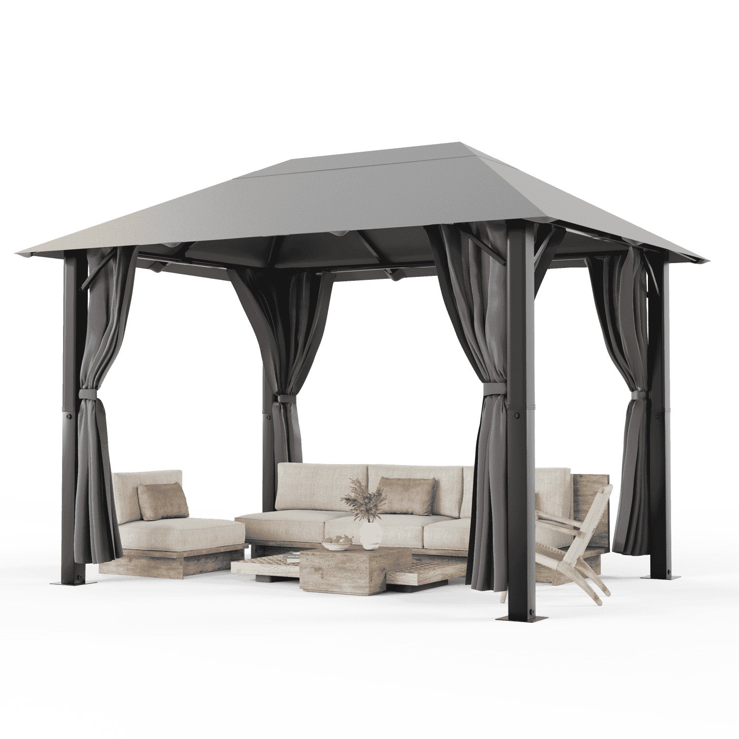 Gartenpavillon Modern Günstig 3x3 / 3x4 mit Festem Dach und Dachplane Wasserdicht