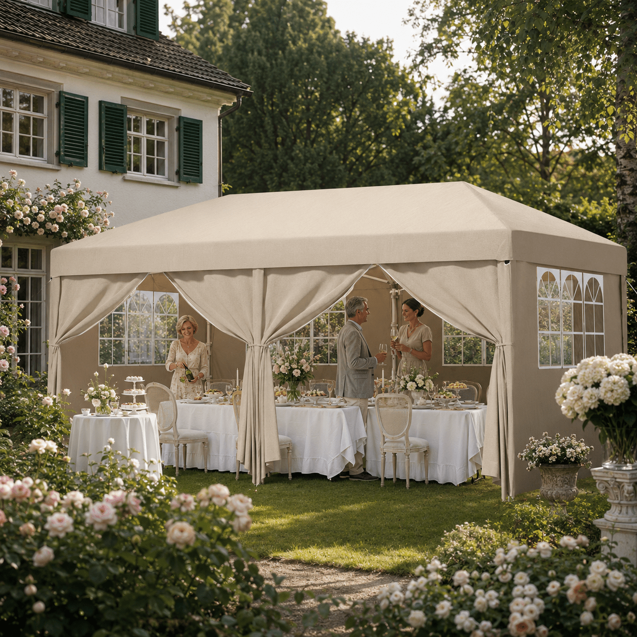 Faltpavillon 3×3 m – Allein aufbaubar mit Thrust-System | Yardwell - Yardwell