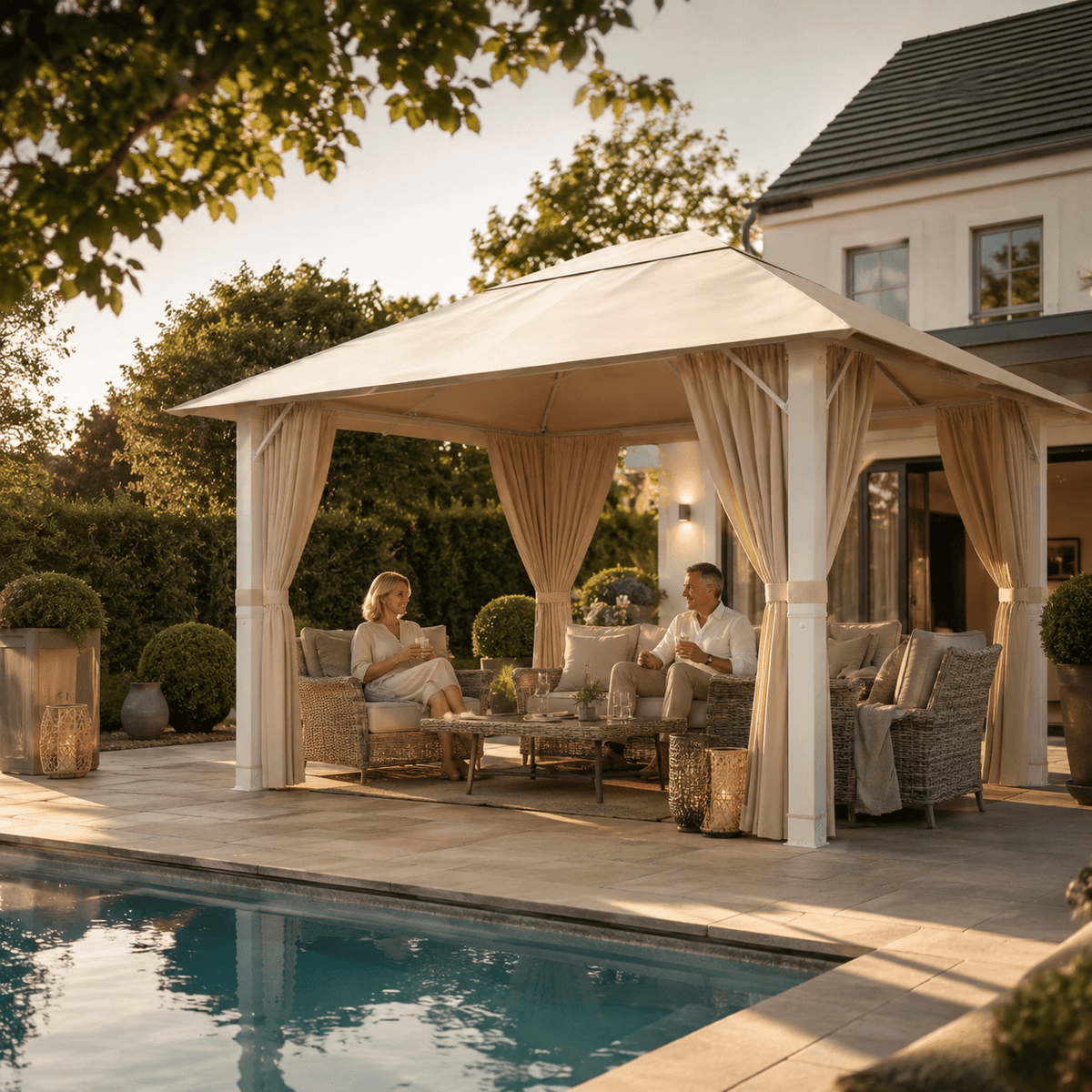 Yardwell Alu - Gartenpavillon 3x3m & 3x4m | Rostfreies Aluminiumgestell | 100% Wasserdicht & Stabil | Modernes Design - Yardwell