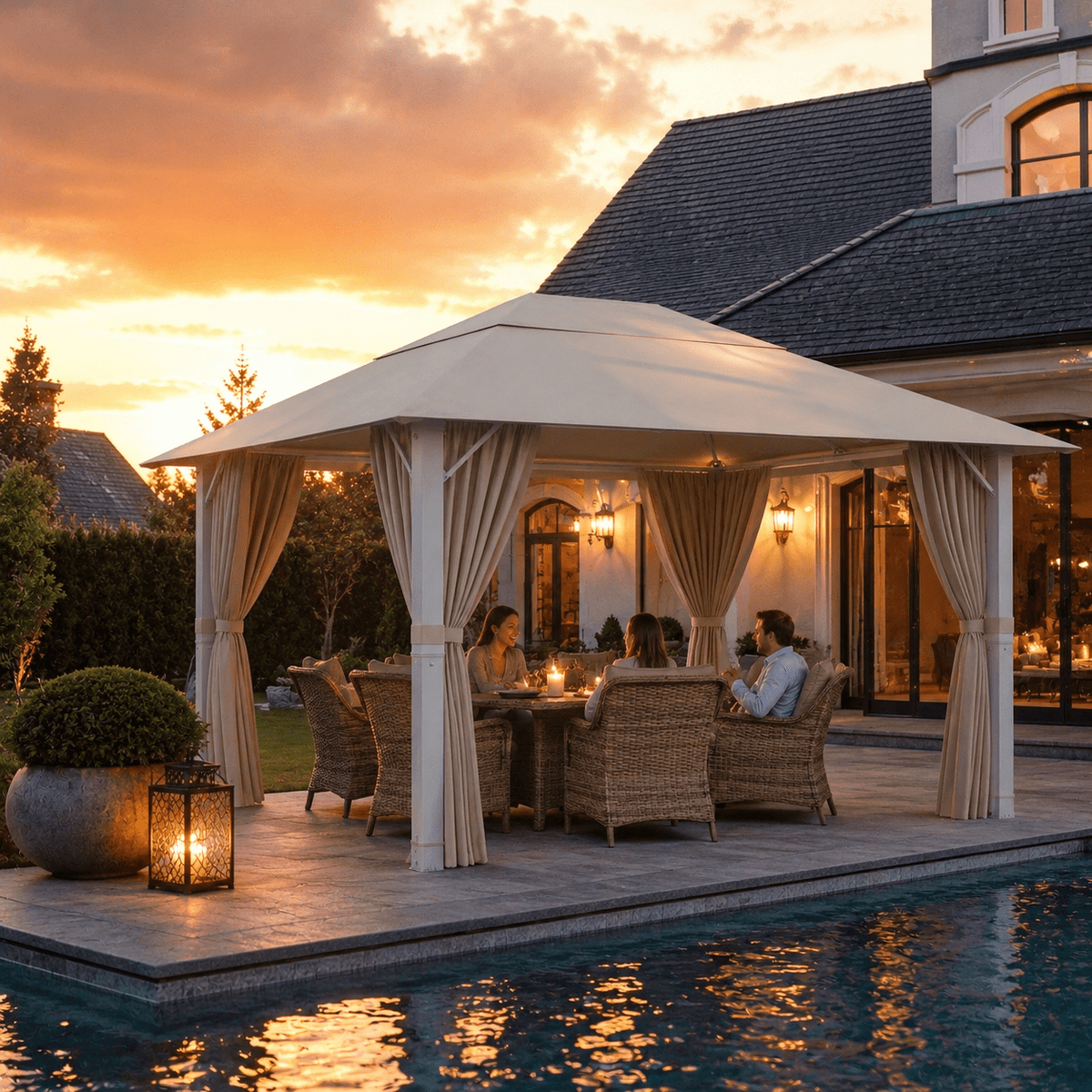 Yardwell Alu - Gartenpavillon 3x3m & 3x4m | Rostfreies Aluminiumgestell | 100% Wasserdicht & Stabil | Modernes Design - Yardwell