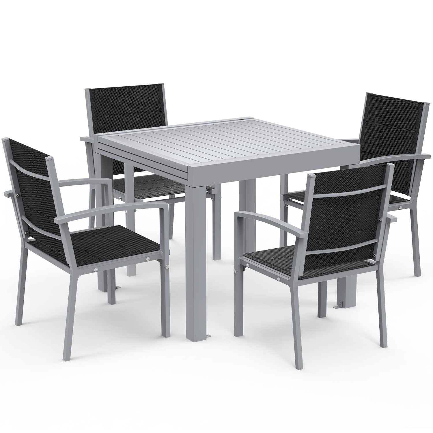Yardwell 2-4 Sitzer Gartentisch ausziehbar Set aus Aluminium 80-160 x 80cm